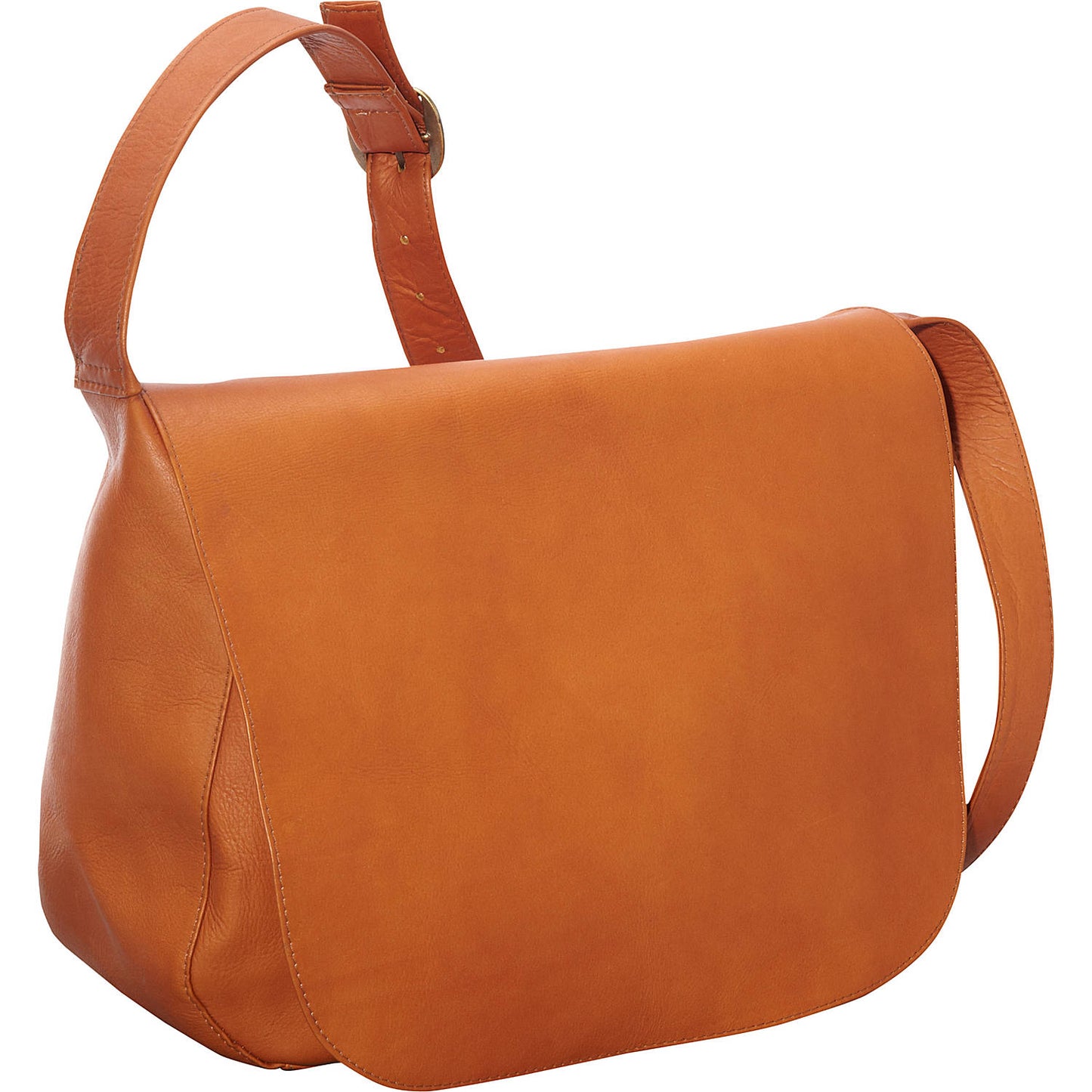 title:Le Donne Leather Classic Full Flap Shoulder Bag;color:TAN