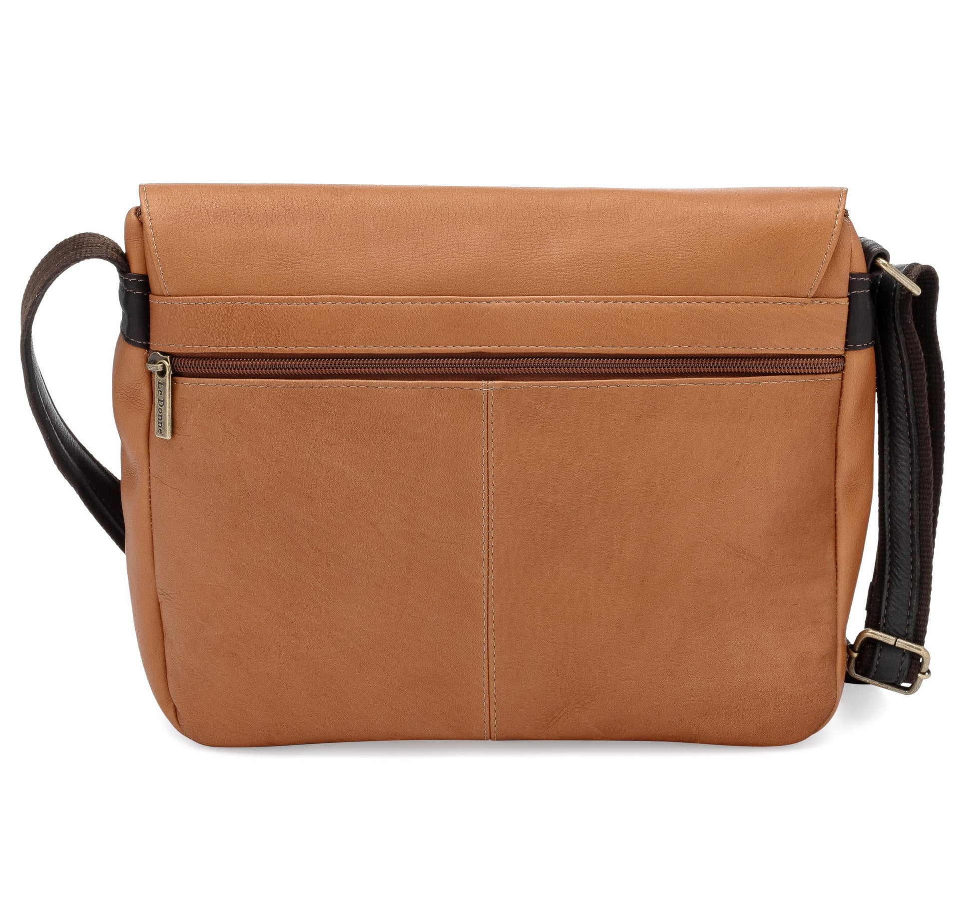 title:Le Donne Leather Serenity Crossbody Bag;color:NAVY/TAN