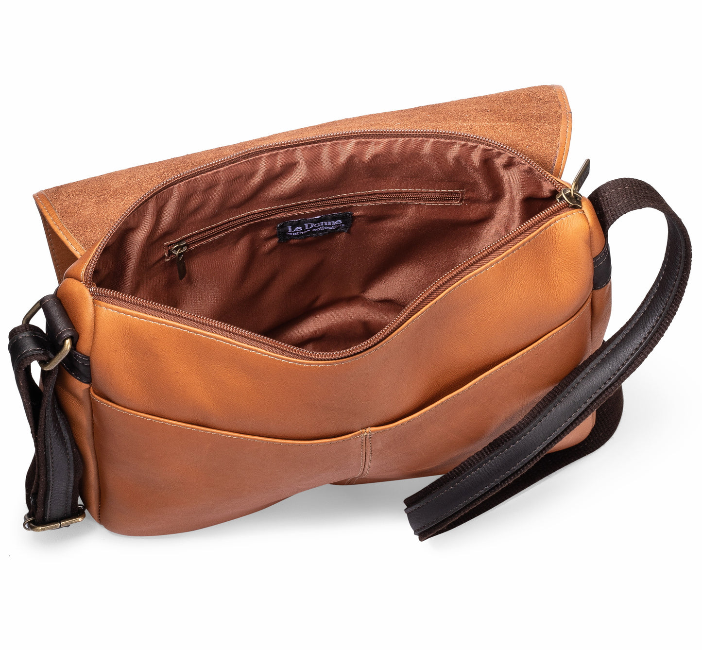 title:Le Donne Leather Serenity Crossbody Bag;color:TAN/CAFE