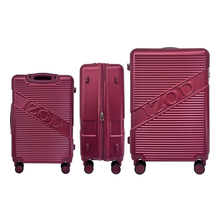 IZOD Harper Expandable ABS Hard shell Lightweight 360 Dual Spinning Wheels Combo Lock 28", 24", 20" 3 Piece Luggage Set