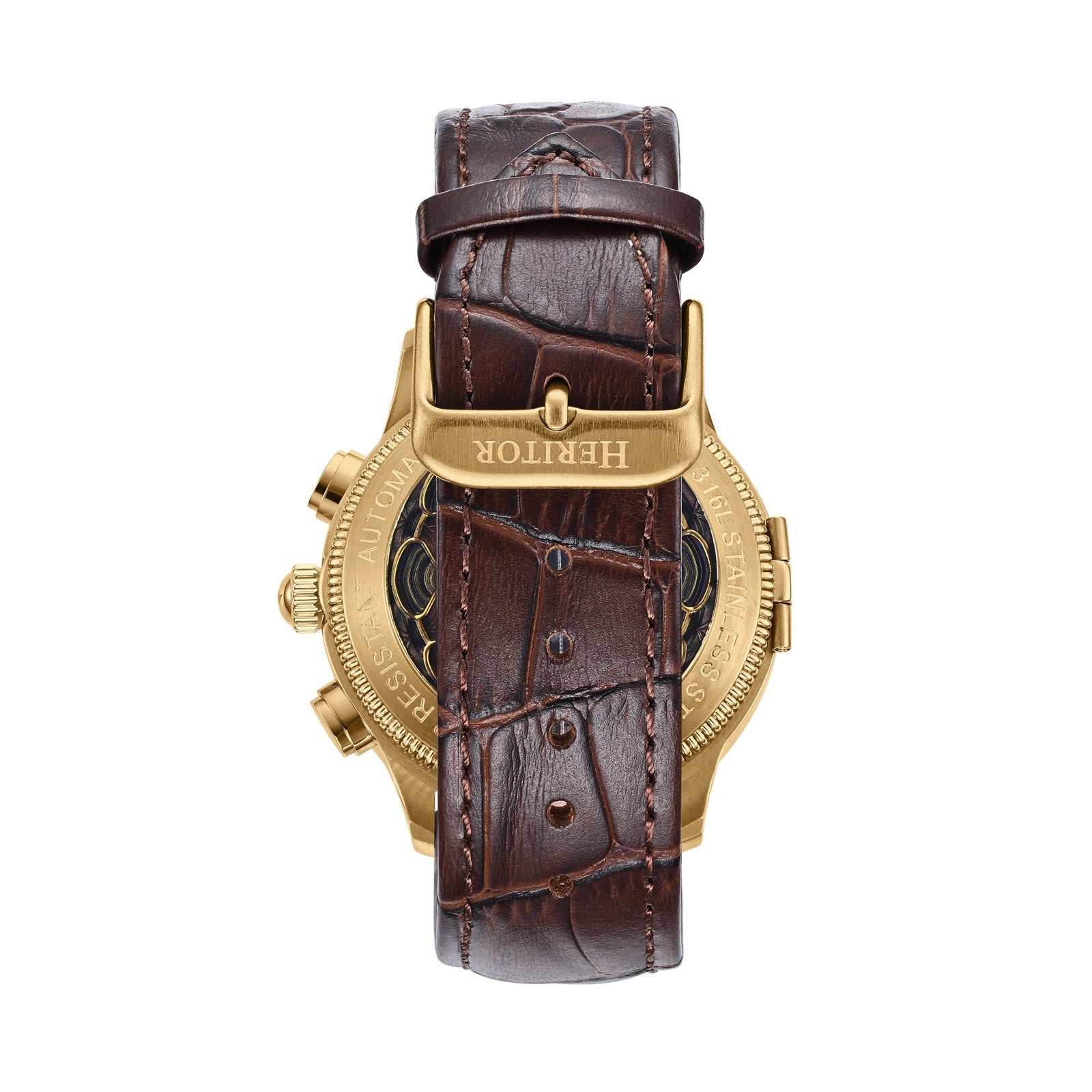 Heritor Automatic Apostle Leather Band Watch w/ Day-Date - Brown/Gold - HERHS2703