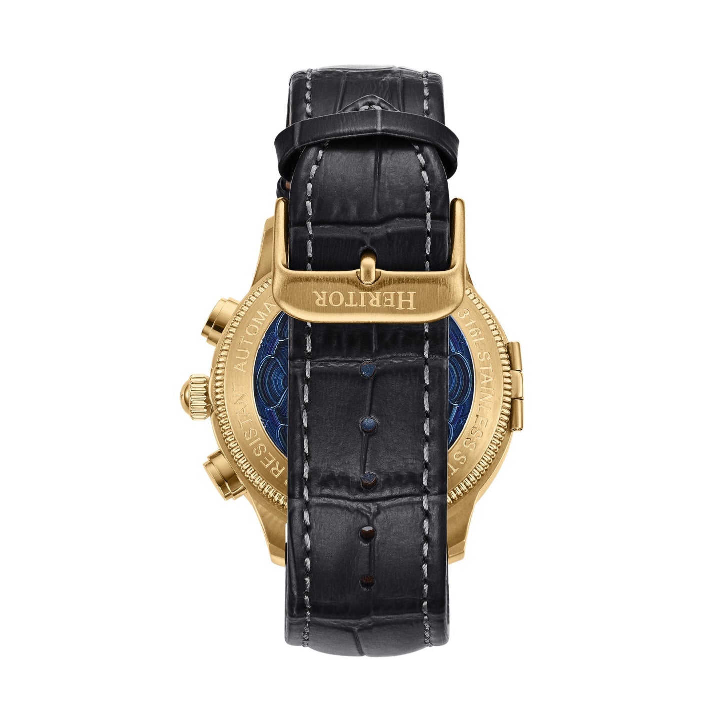 Heritor Automatic Apostle Leather Band Watch w/ Day-Date - Black/Gold - HERHS2704