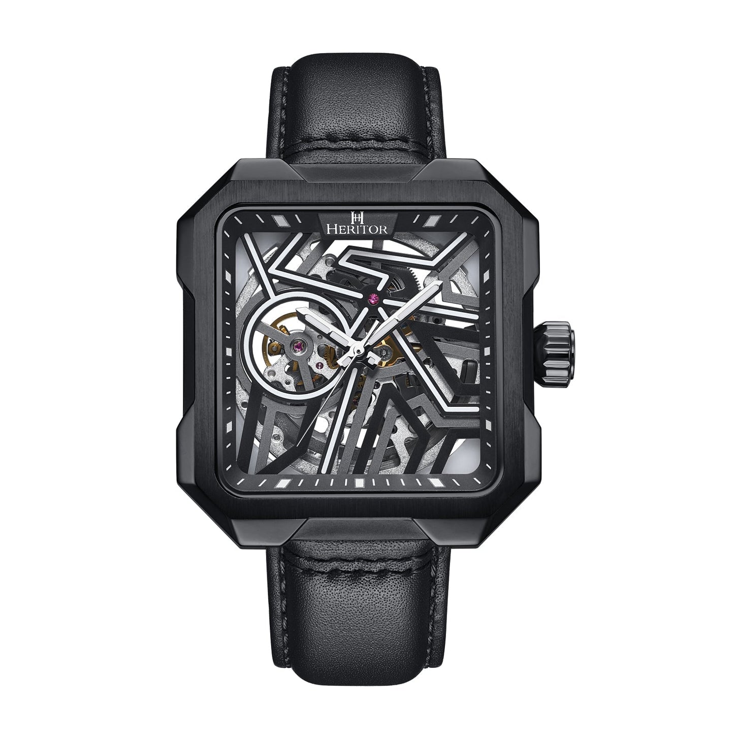 Heritor Automatic Campbell Leather-Band Skeleton Watch