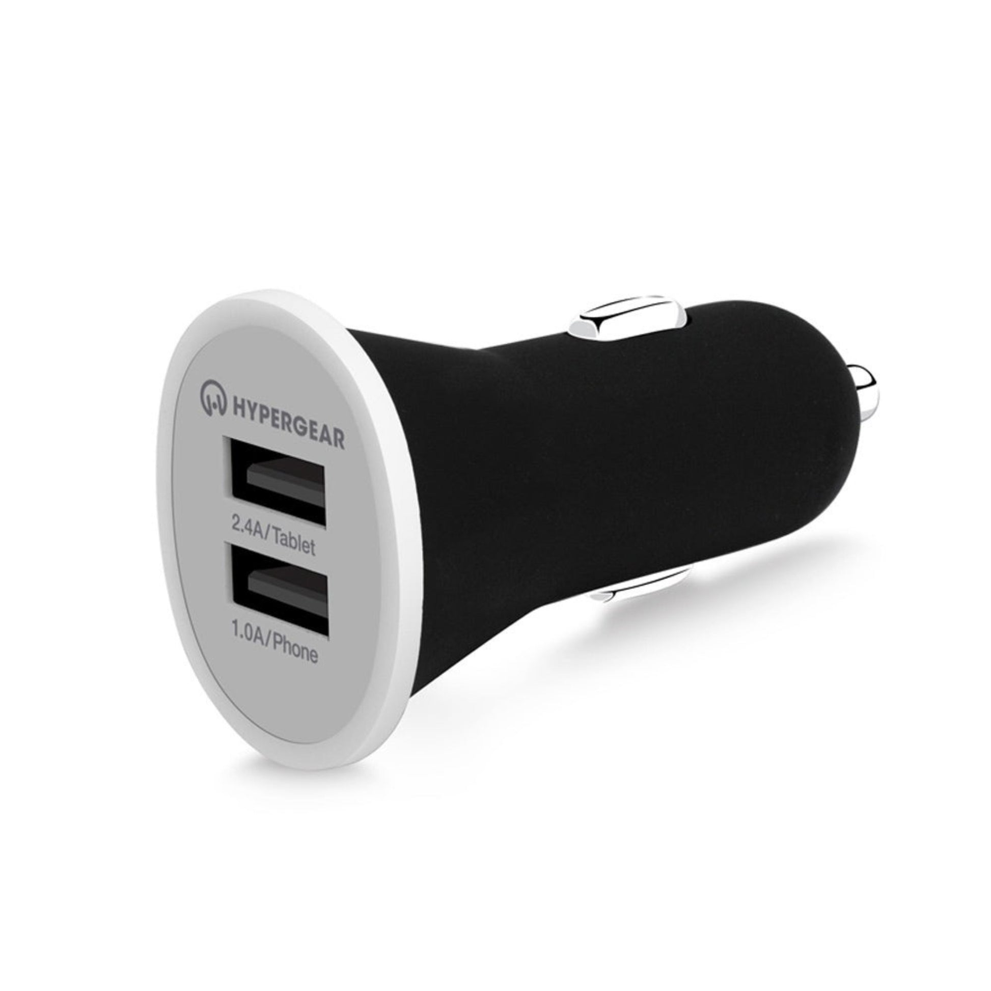 title:HyperGear Dual USB 2.4A Rubberized Vehicle Charger Gen-2;color:Black