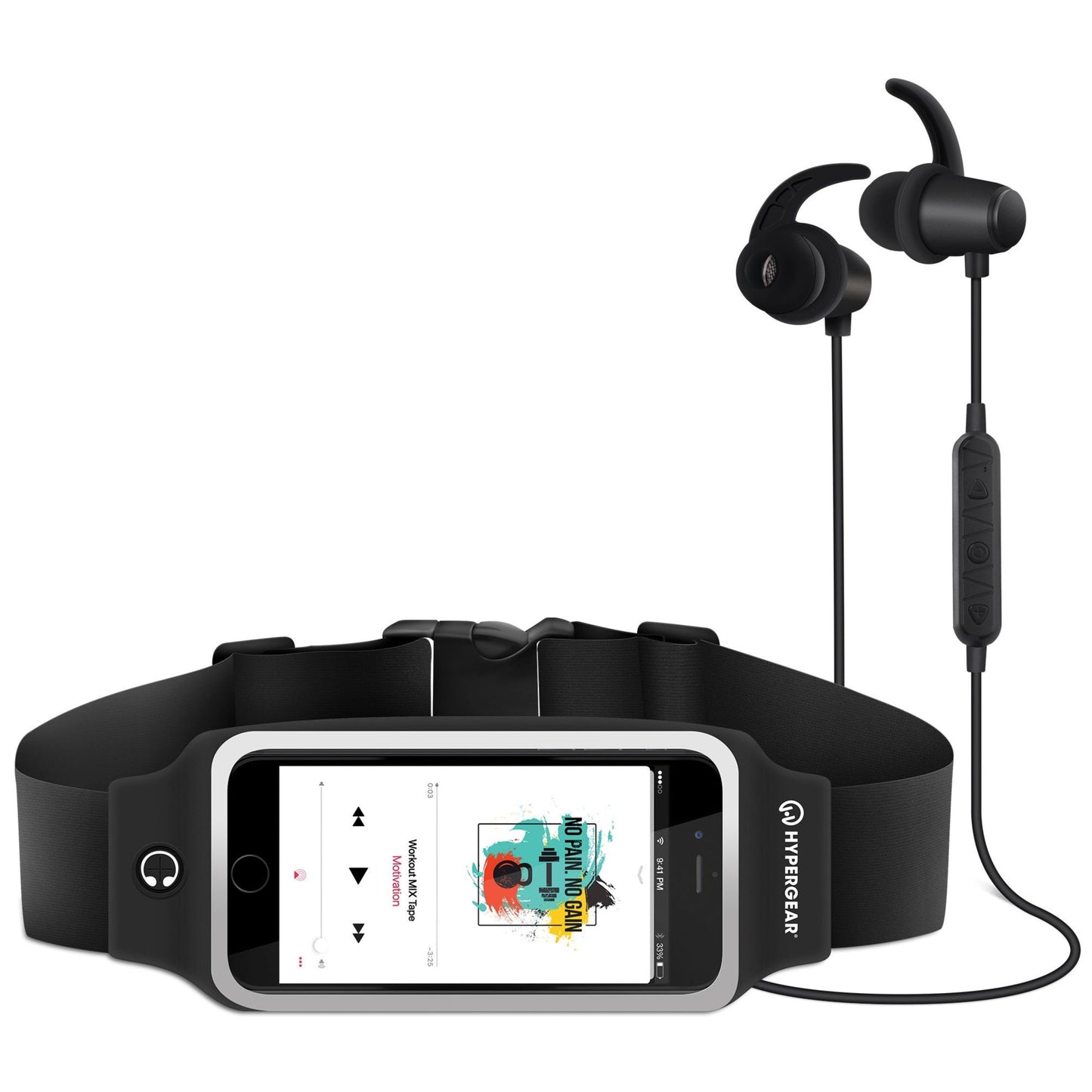 title:HyperGear ActiveGear Wireless Earphones + Sport Belt;color:Black