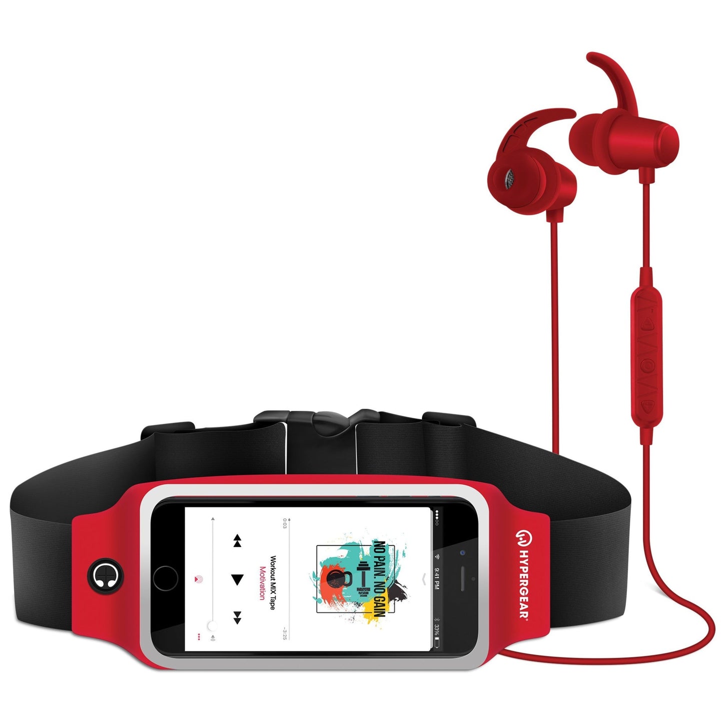 title:HyperGear ActiveGear Wireless Earphones + Sport Belt;color:Red