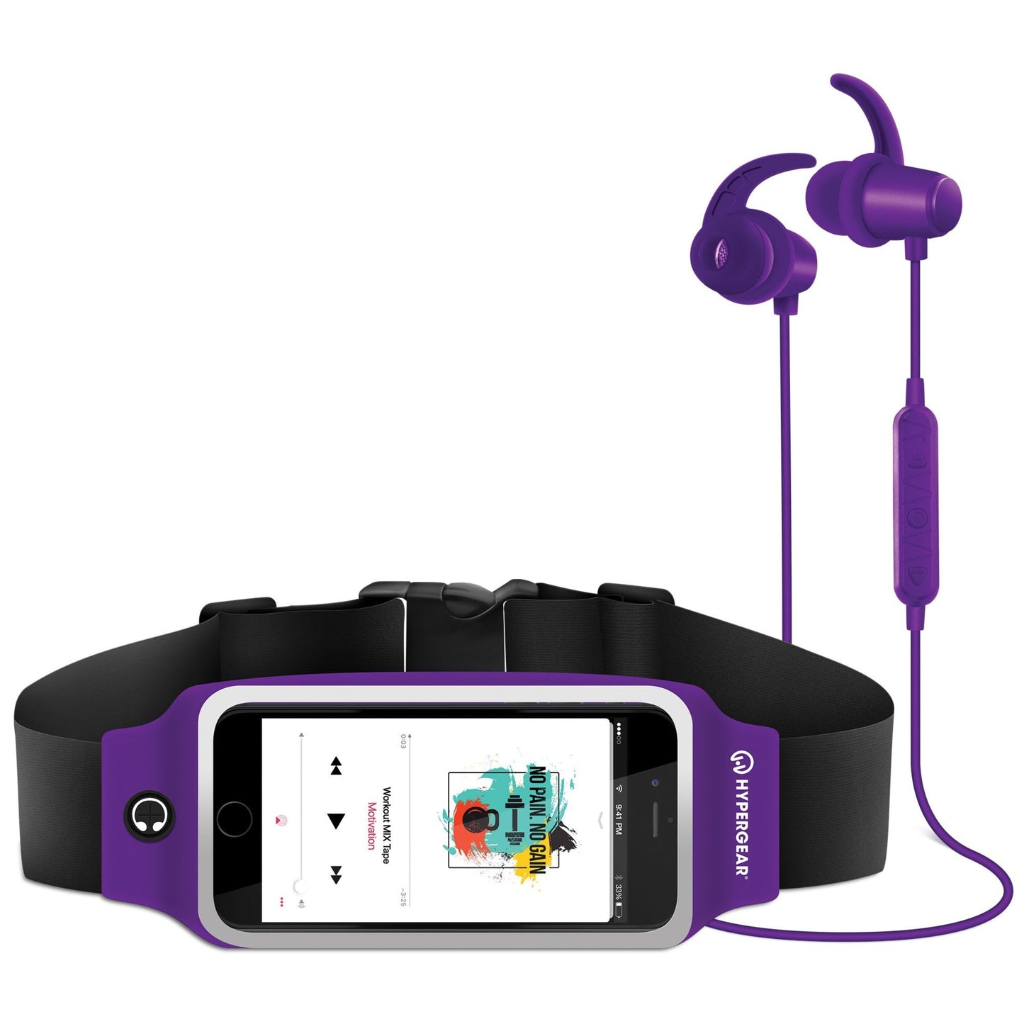 title:HyperGear ActiveGear Wireless Earphones + Sport Belt;color:Purple