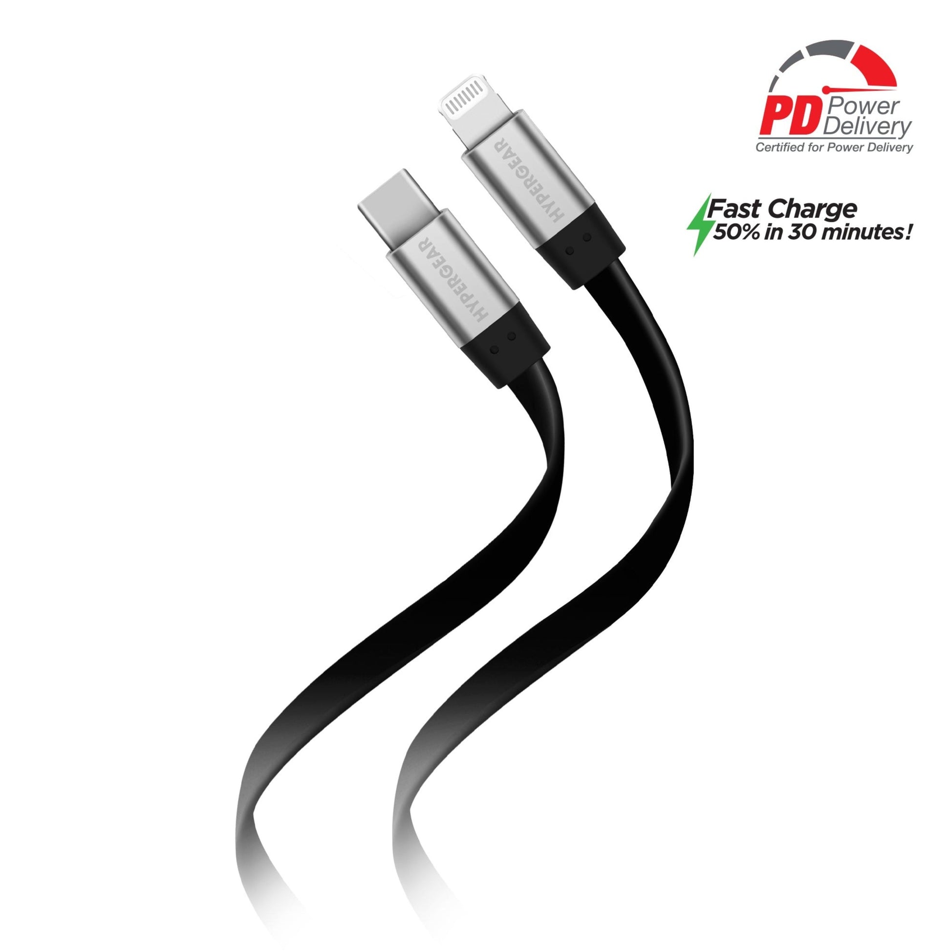 title:HyperGear Flexi USB-C to Lightning Flat Cable 6ft;color:Black