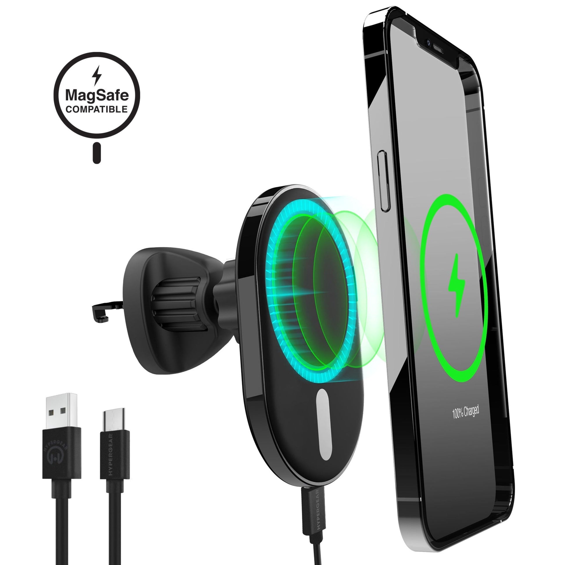 title:HyperGear MagVent Wireless Car Charging Mount for iPhone 13;color:Black