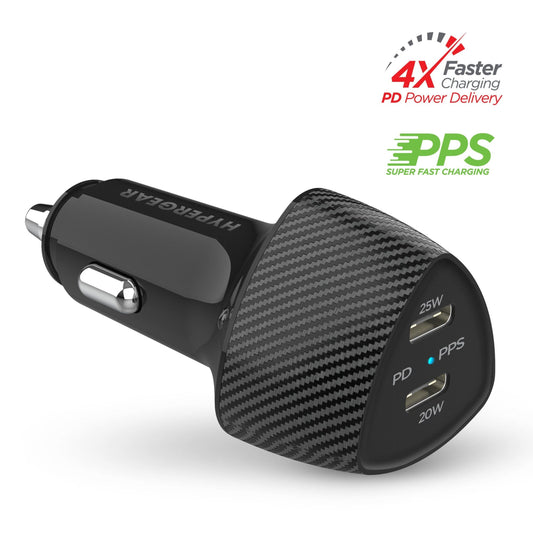 title:HyperGear SpeedBoost 45W PD Dual Output Car Charger;color:Black