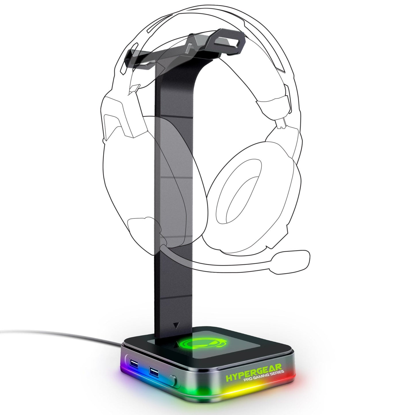 title:HyperGear RGB Command Station Headset Stand;color:Black