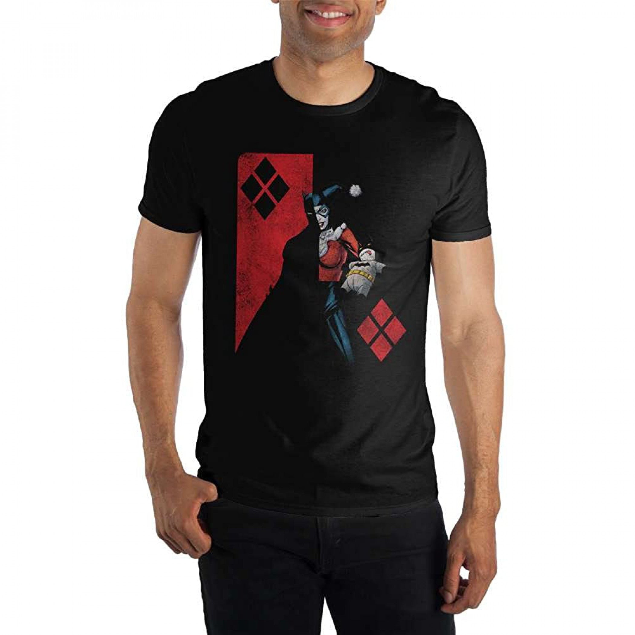 title:DC Comics Batman Shadows with Harley Quinn T-Shirt;color:Black