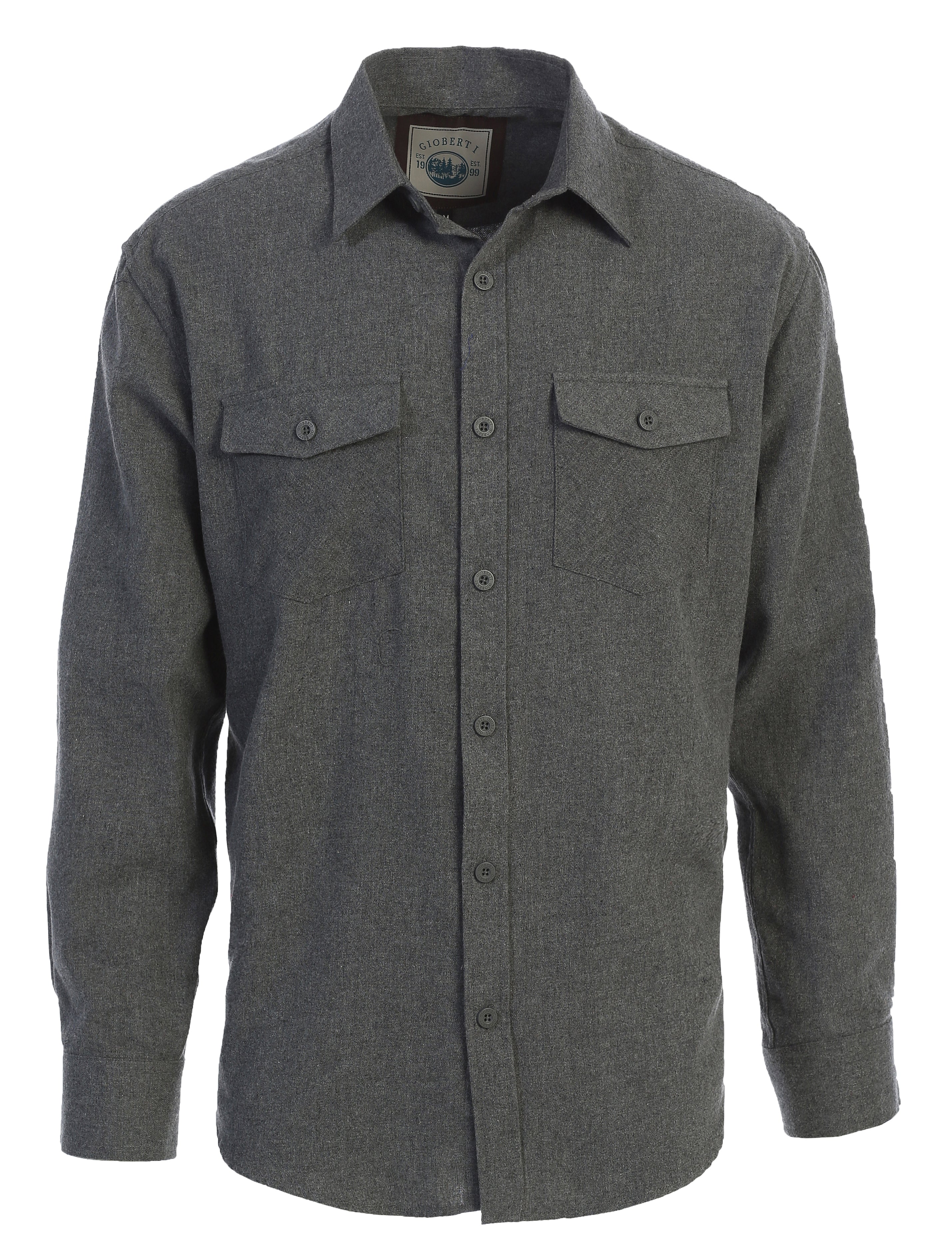 title:Gioberti Men's Heather Charcoal Plaid Checkered Brushed Flannel Shirt;color:Heather Charcoal