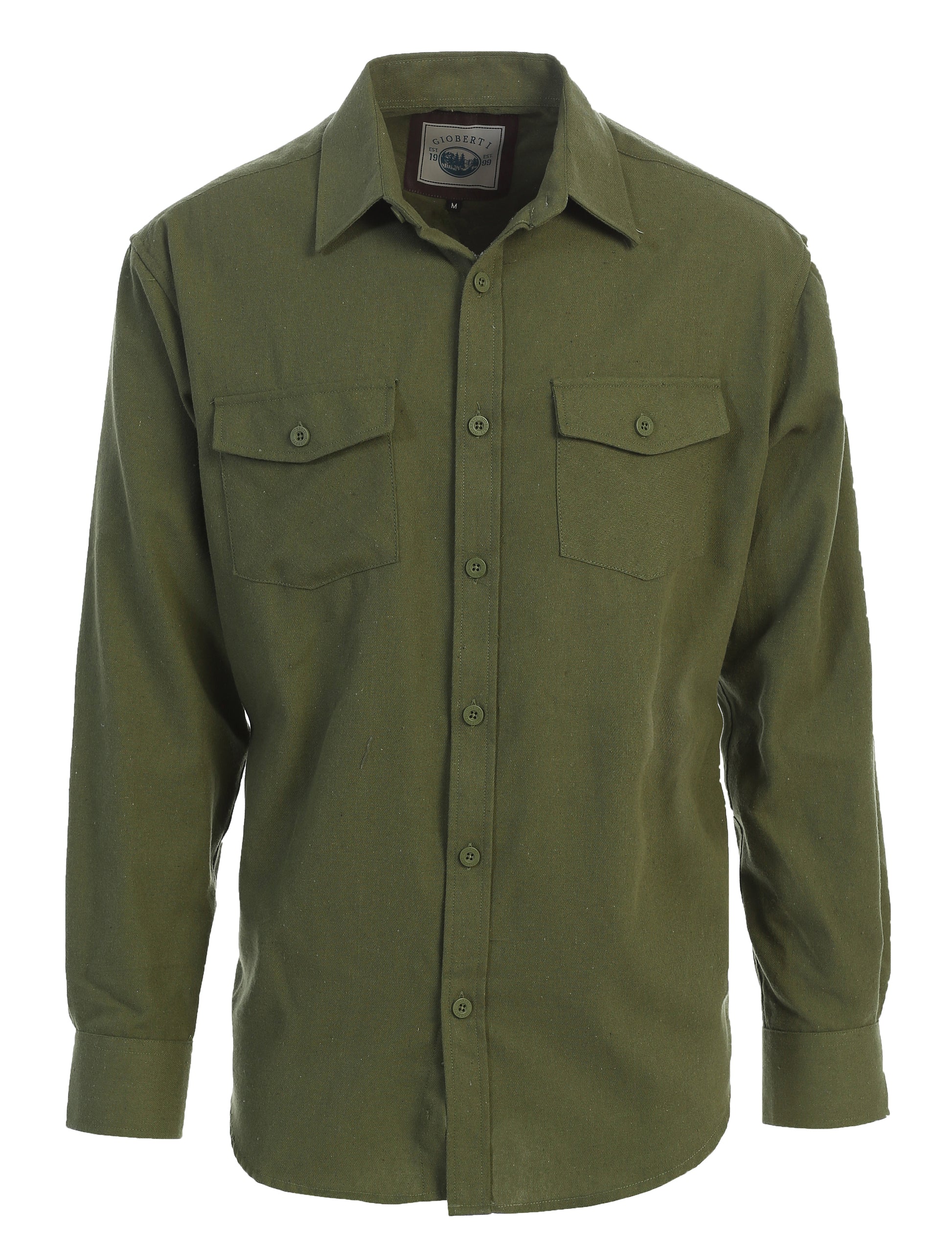 title:Gioberti Men's Heather Olive Plaid Checkered Brushed Flannel Shirt;color:Heather Olive