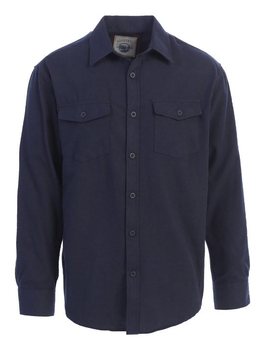 title:Gioberti Men's Heather Navy Plaid Checkered Brushed Flannel Shirt;color:Heather Navy