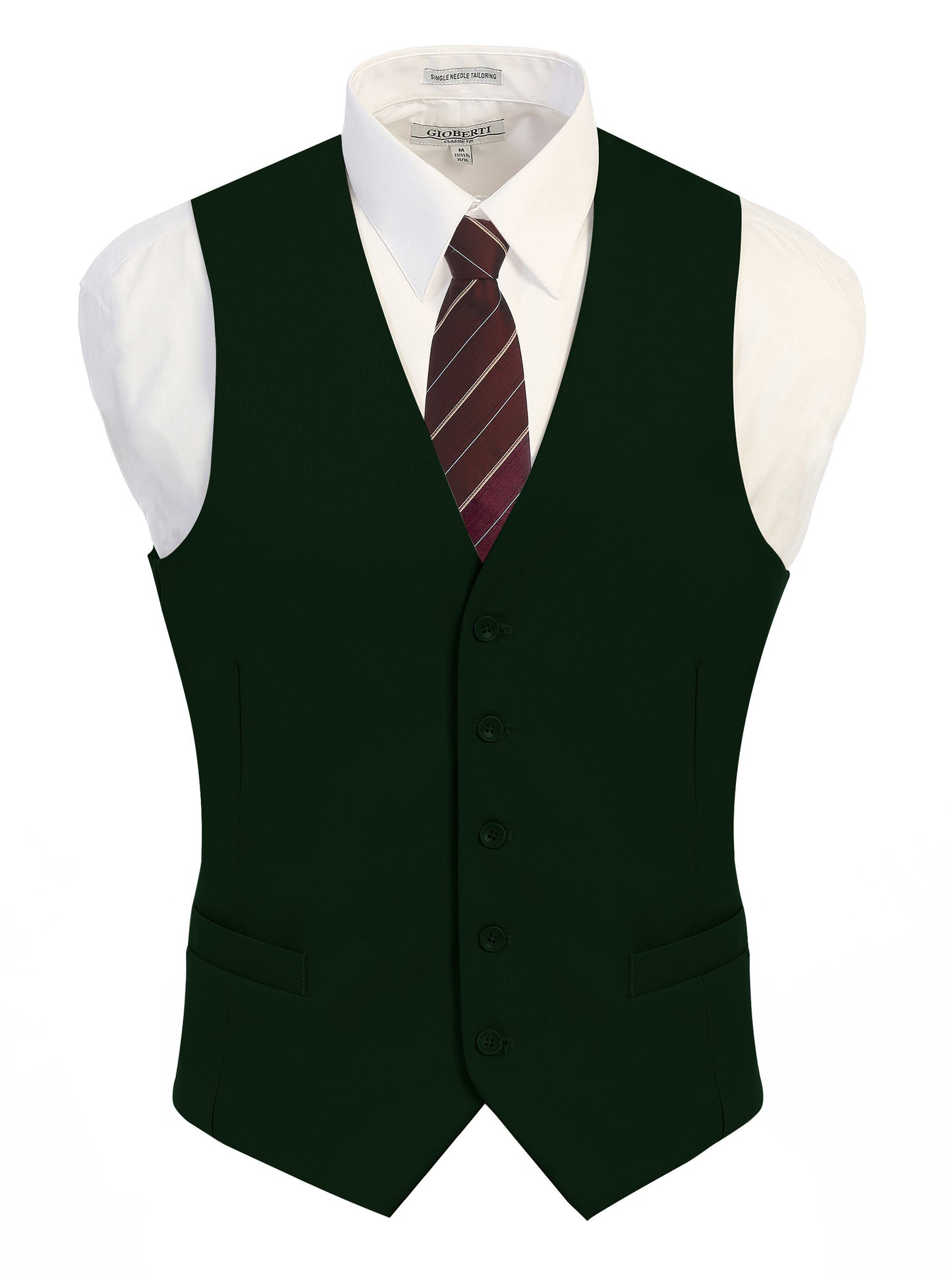 title:Gioberti Men's Hunter Green Formal Suit Vest;color:Hunter Green