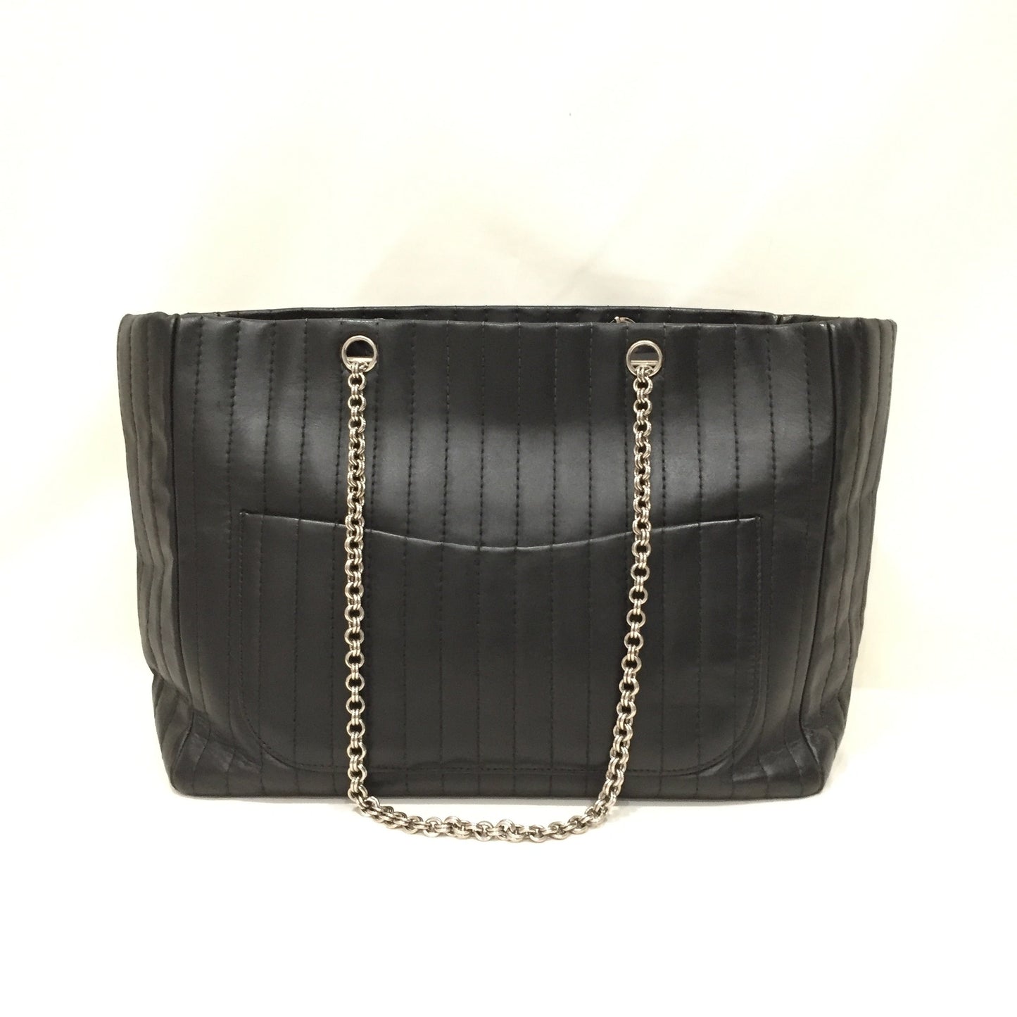 Pre-Owned Chanel Black Leather Chain Tote Sku# 80828