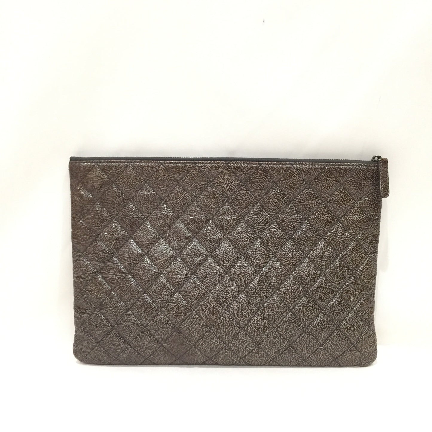 Pre-Owned Chanel Brown Matt Metallic Zippy Clutch Sku# 81396