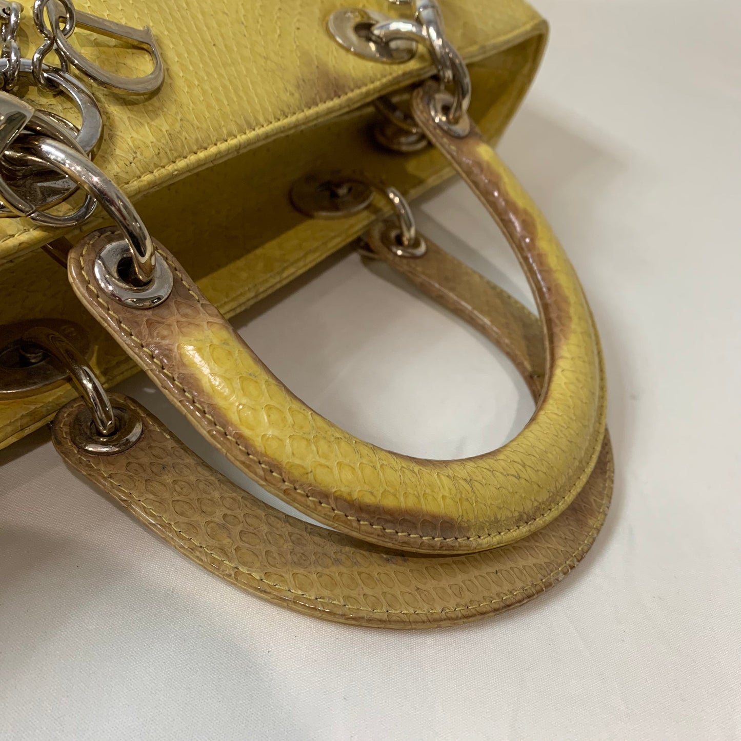 Pre-Owned Dior Lady Bag Yellow Python Skin Leather Sku# 44452