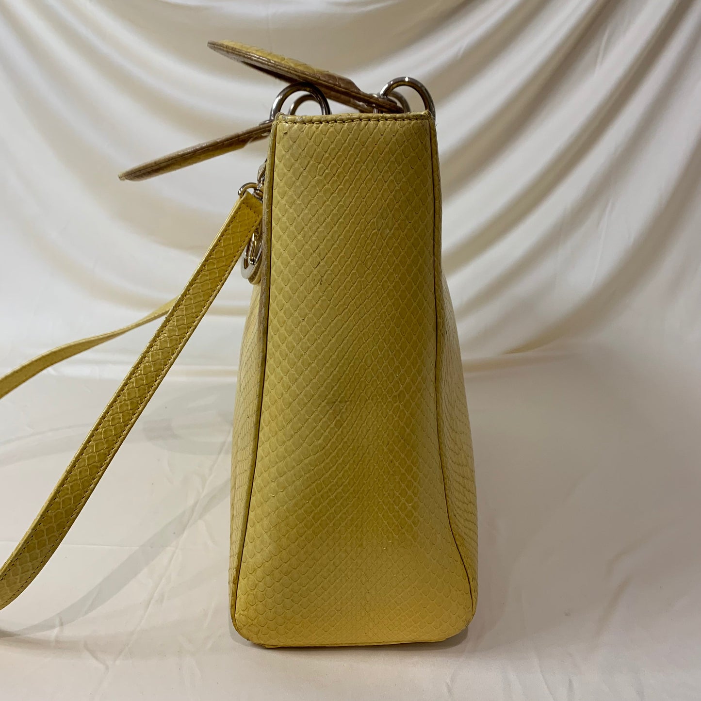 Pre-Owned Dior Lady Bag Yellow Python Skin Leather Sku# 44452