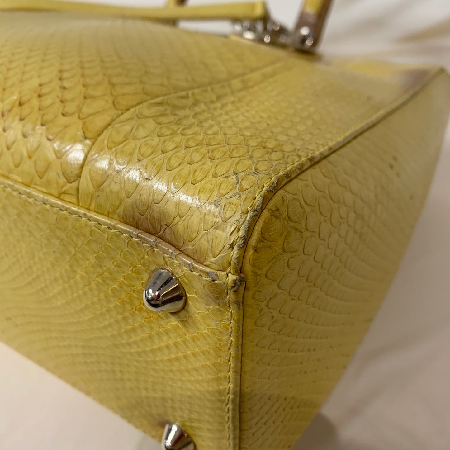 Pre-Owned Dior Lady Bag Yellow Python Skin Leather Sku# 44452