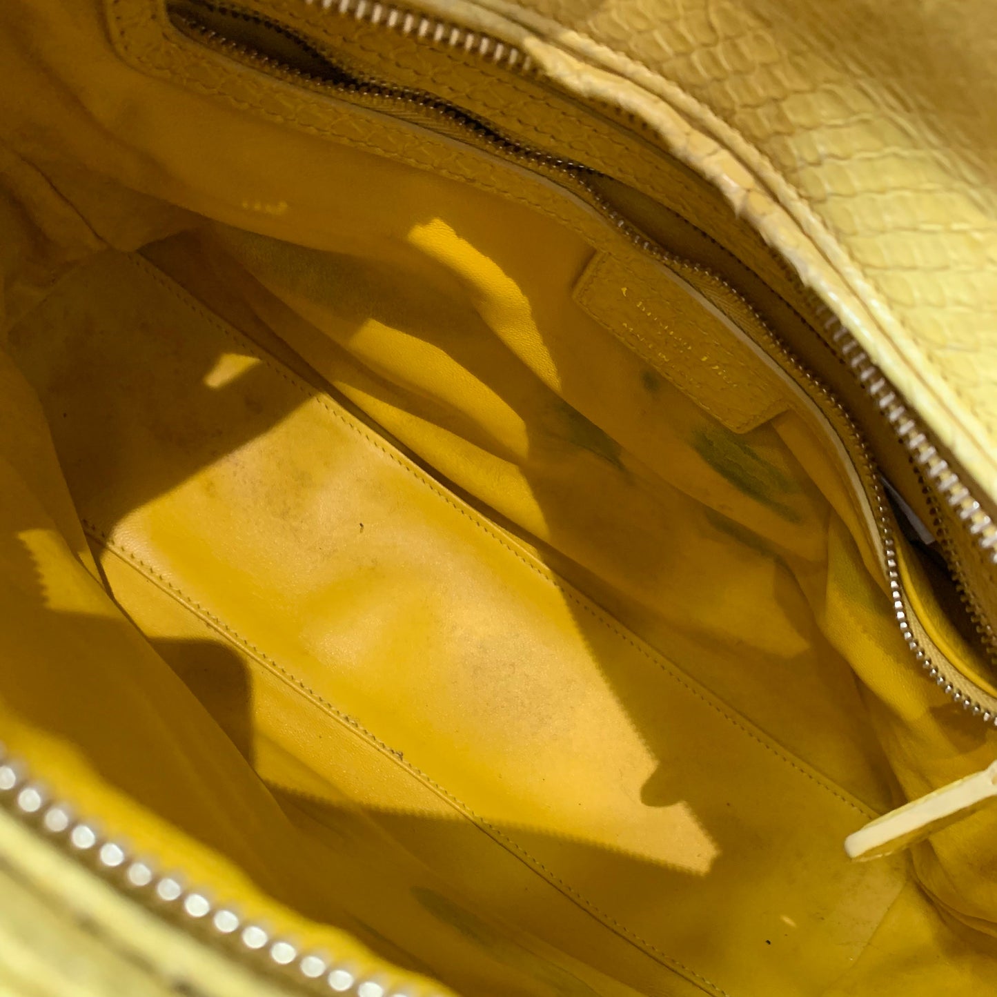 Pre-Owned Dior Lady Bag Yellow Python Skin Leather Sku# 44452