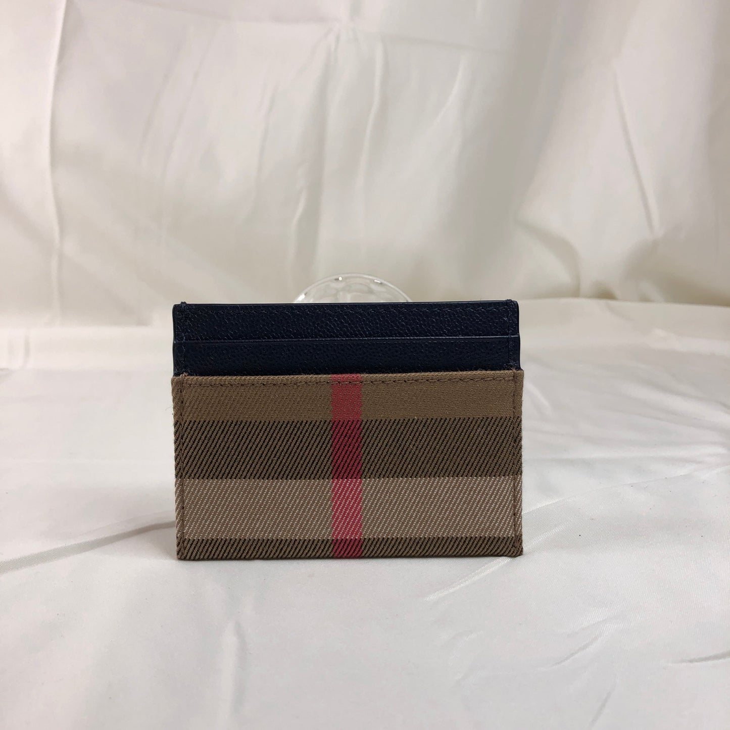 ***Brand New With Tag*** Burberry Brown Navy Leather Card Holder Sku# 00010