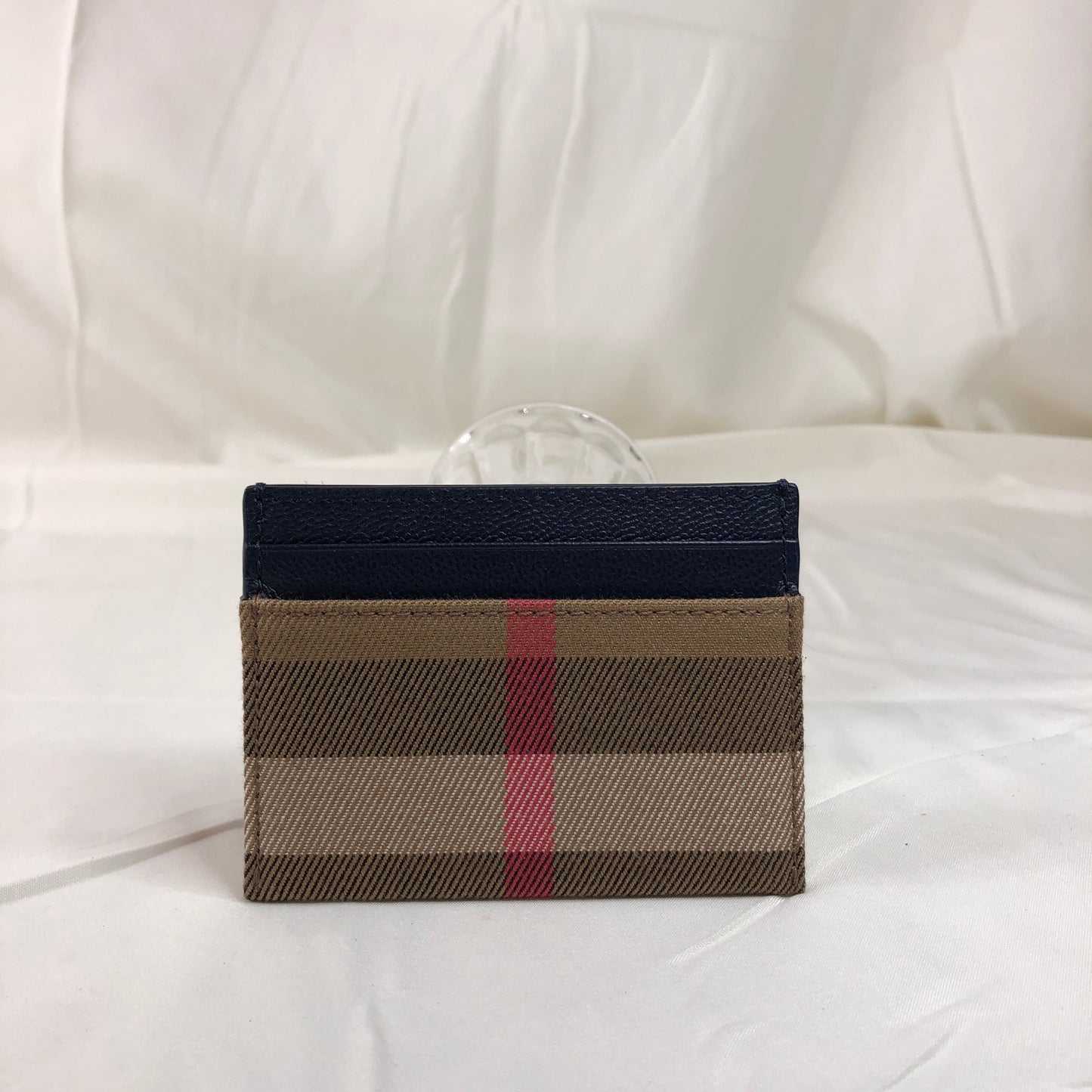 ***Brand New With Tag*** Burberry Brown Navy Leather Card Holder Sku# 00010