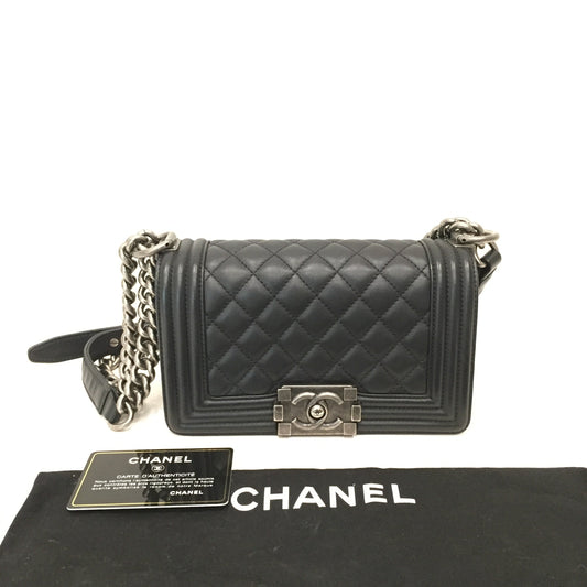 Pre-Owned Chanel Black Quilted Lambskin Leboy Flap Shoulder Bag Sku# 80969