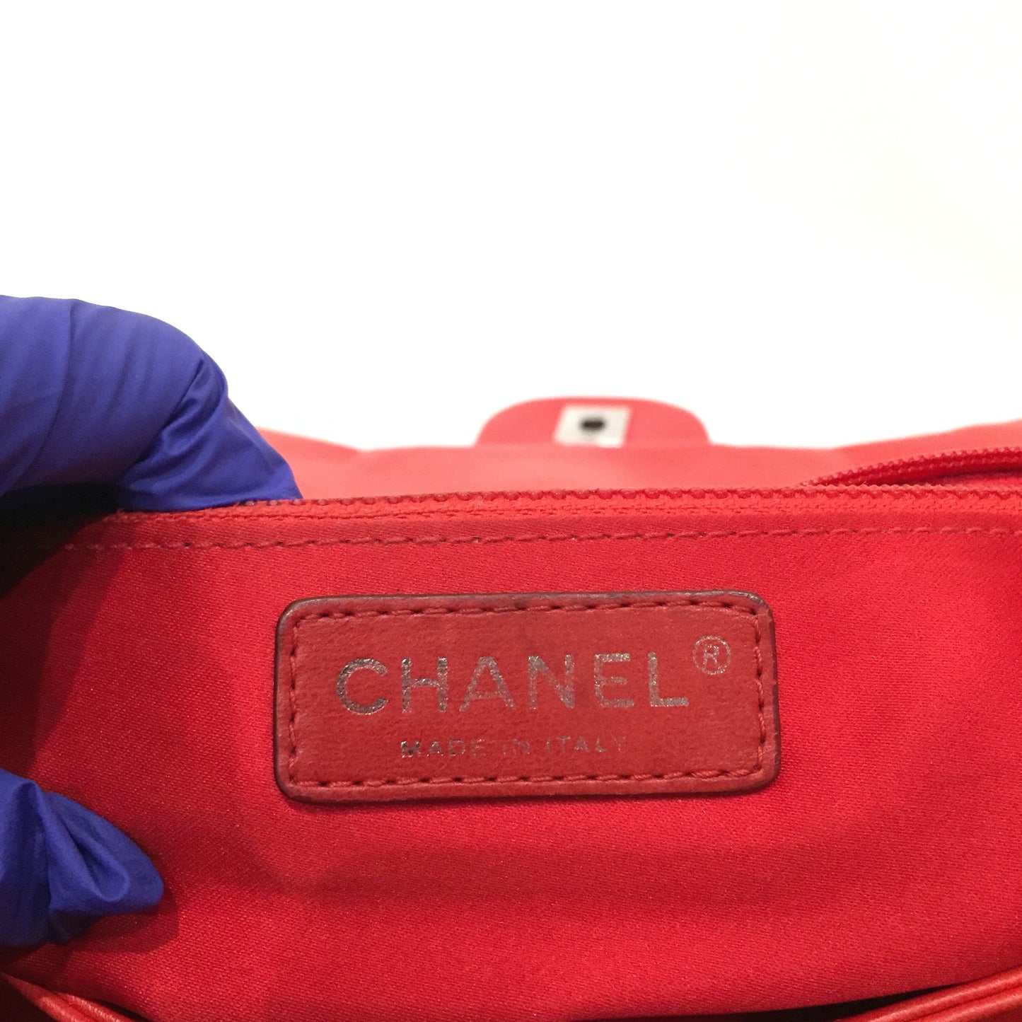 Pre-Owned Chanel Red Python Leather Quilted Chain Shoulder Bag Sku# 80999