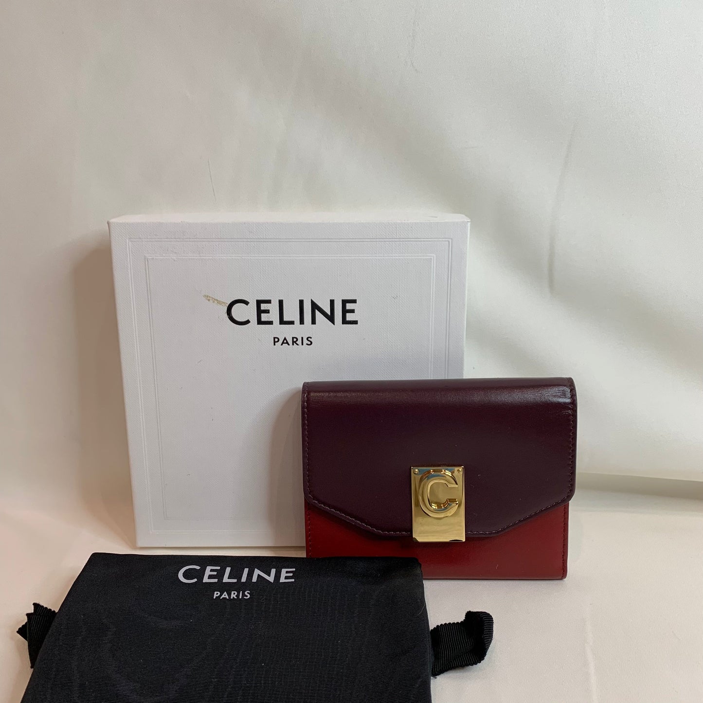 Pre-Owned Celine Bicolor Leather C Folding Wallet Sku# 80904