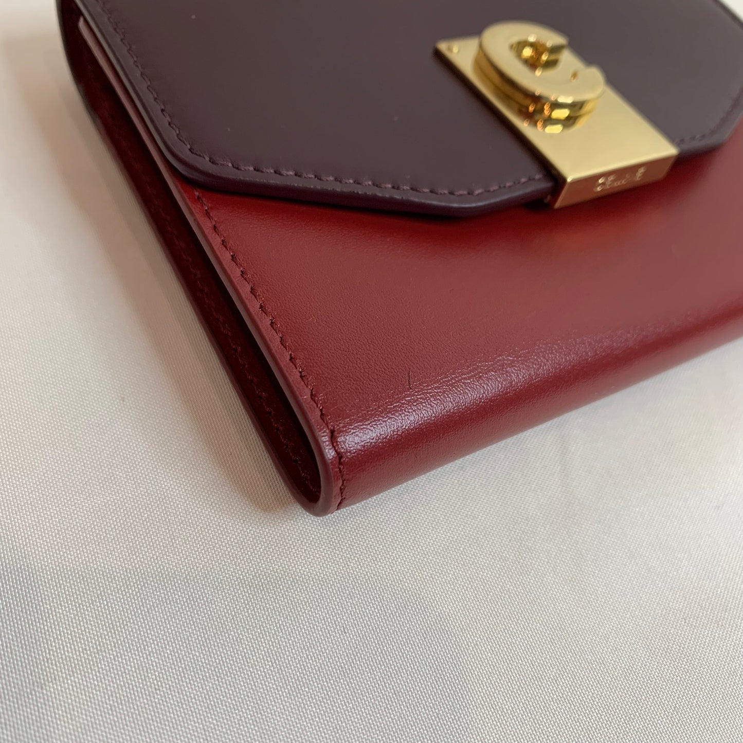 Pre-Owned Celine Bicolor Leather C Folding Wallet Sku# 80904