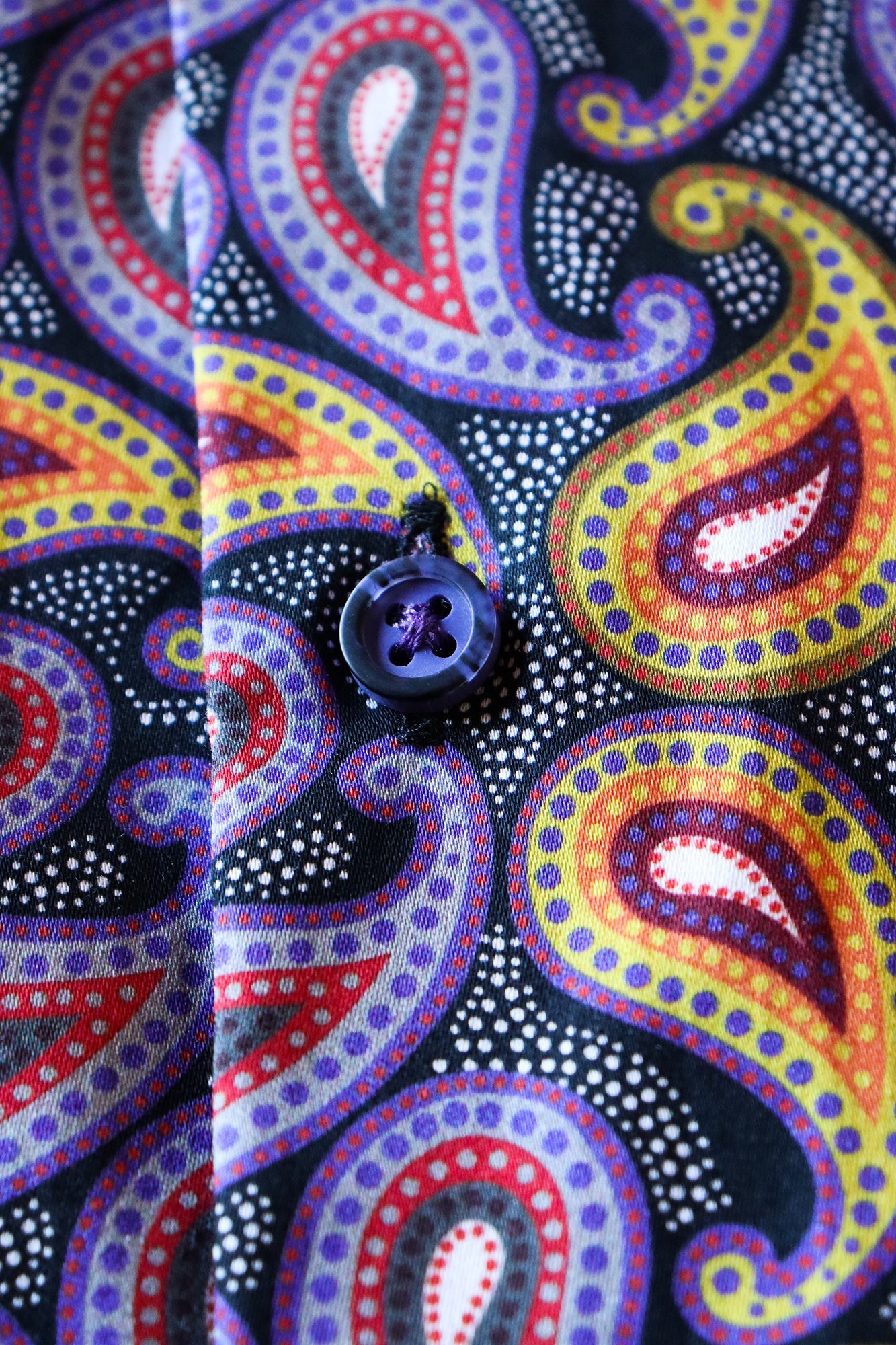 Black with Orange, Yellow, Purple and Red Paisley