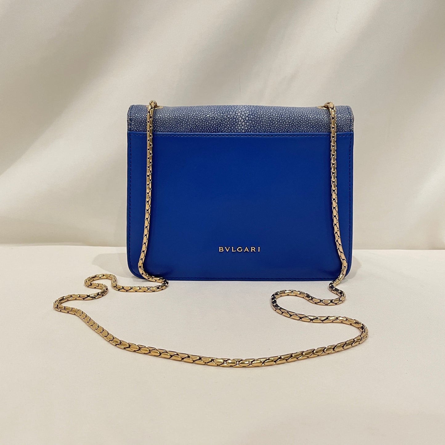 Pre-Owned Bvlgari Blue Leather Stingray Serpenti Forever Shoulder Bag Sku#80767