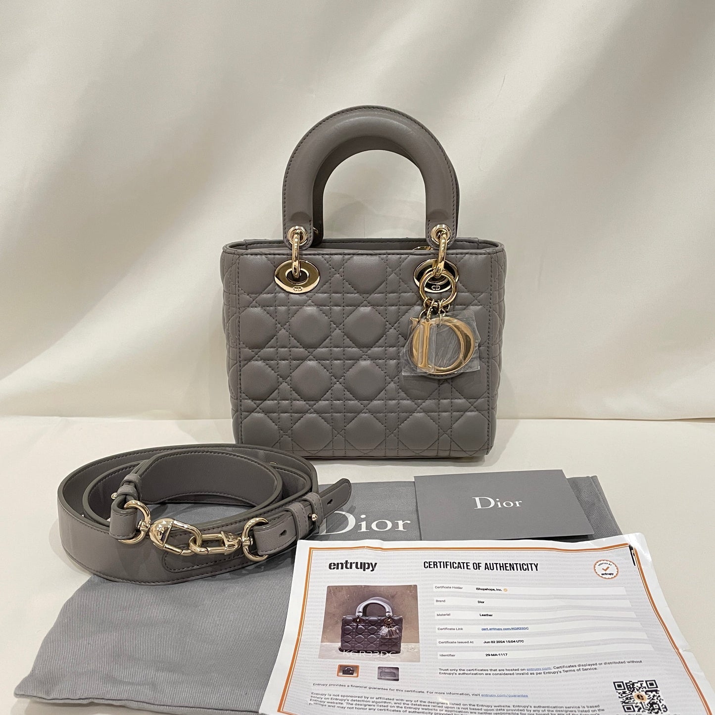 Pre-Owned Dior Grey Leather My AbcDior Small Lady Dior Tote Sku# 80720