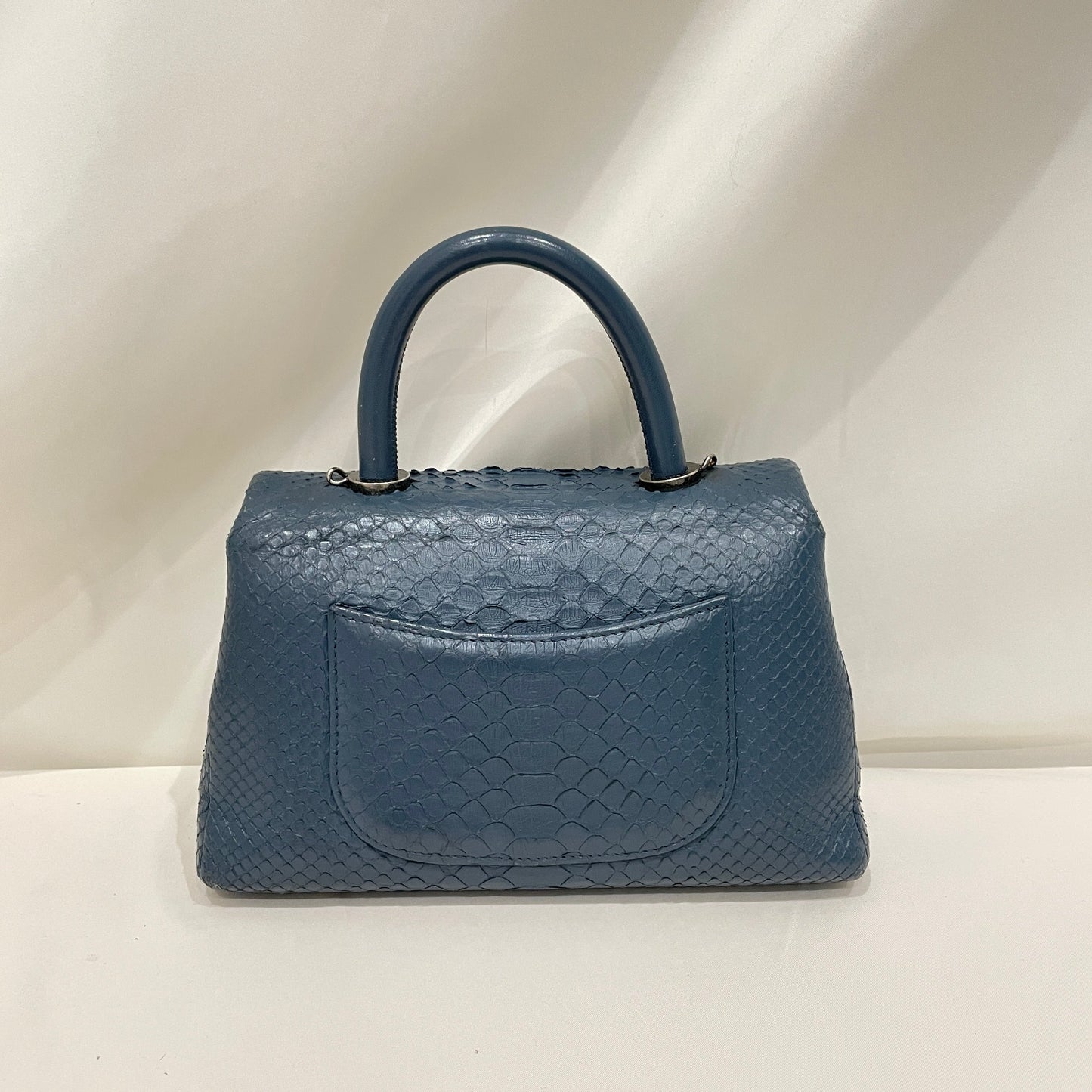 Pre-Owned Chanel Blue Python Small Coco Handle 2-Ways Top Handle Bag Sku# 80859