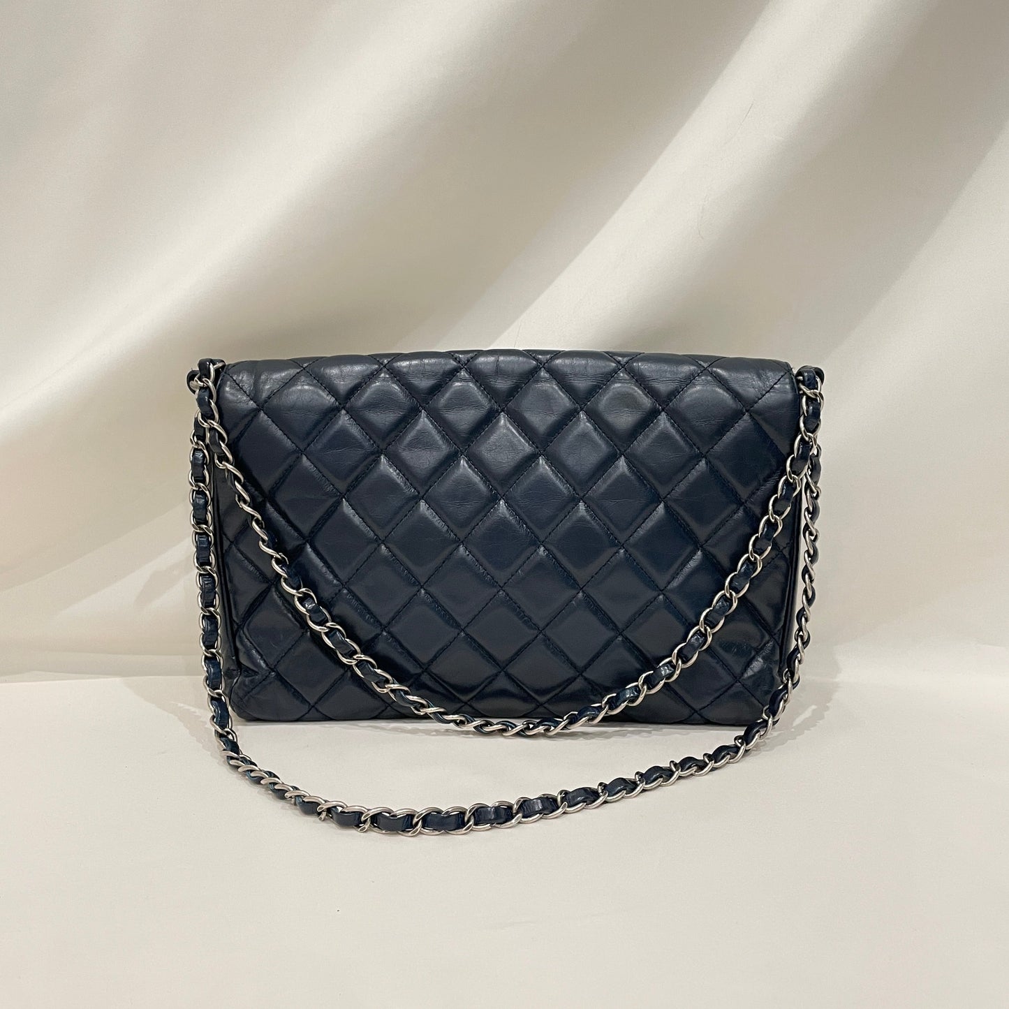 Pre-Owned Chanel Navy Leather Boy Shoulder Bag SKU# 80836