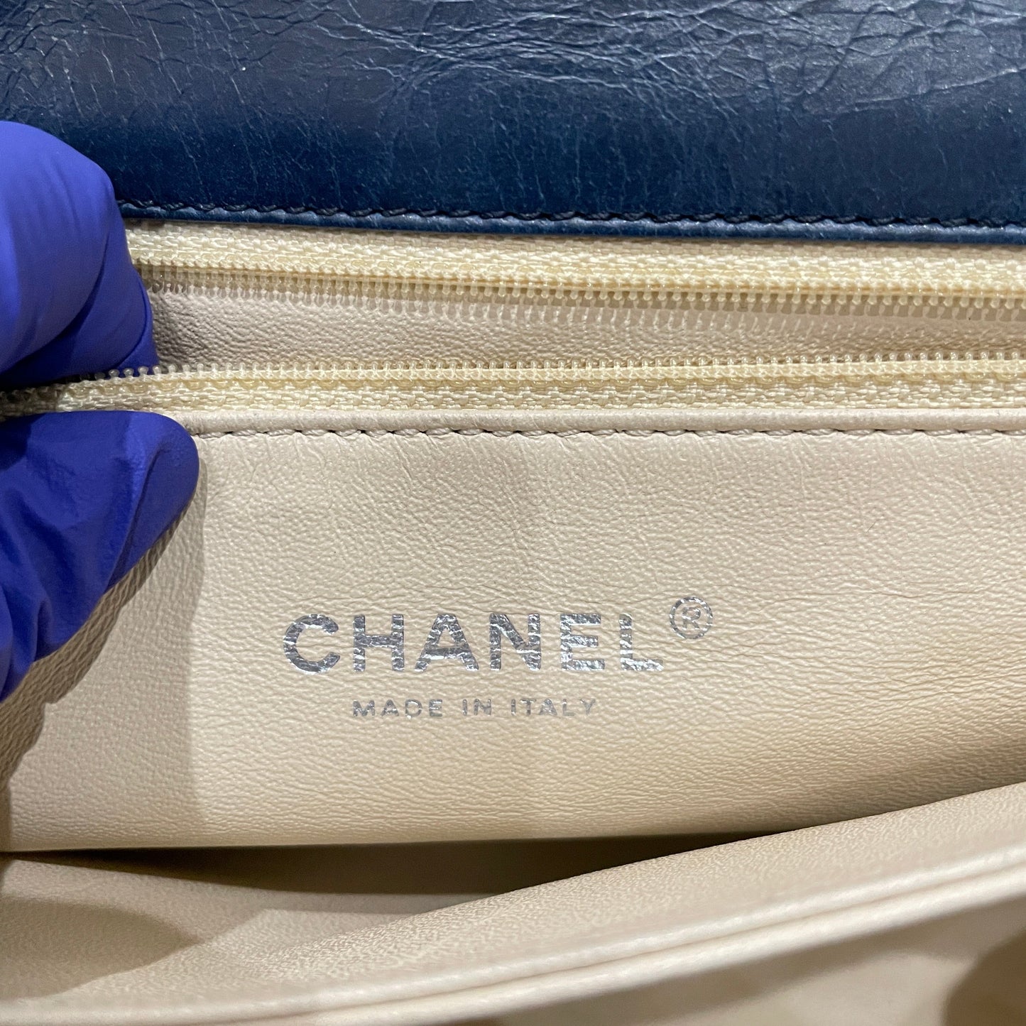 Pre-Owned Chanel Navy Leather Boy Shoulder Bag SKU# 80836