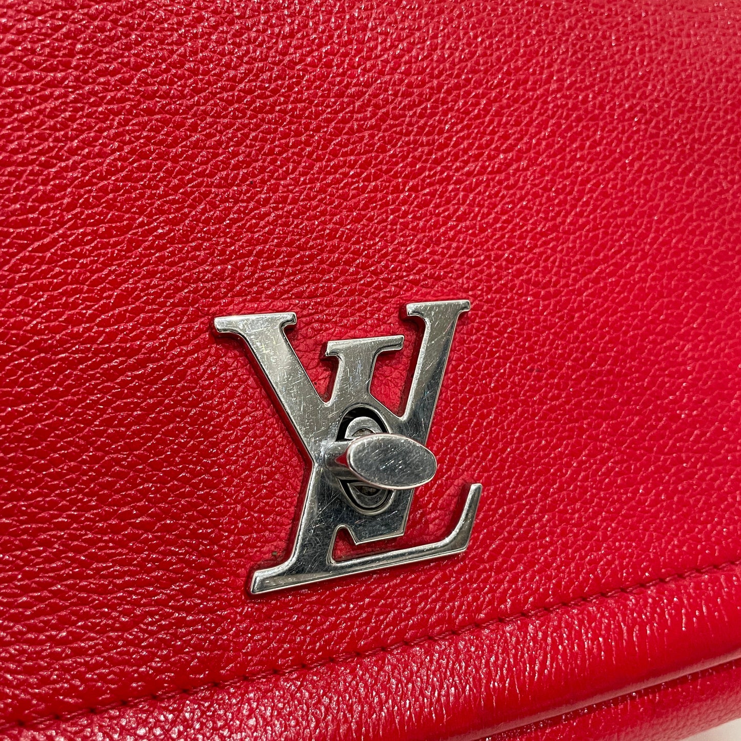 Pre-Owned Louis Vuitton Red Taurillon Leather Lockme BB Sku# 81015