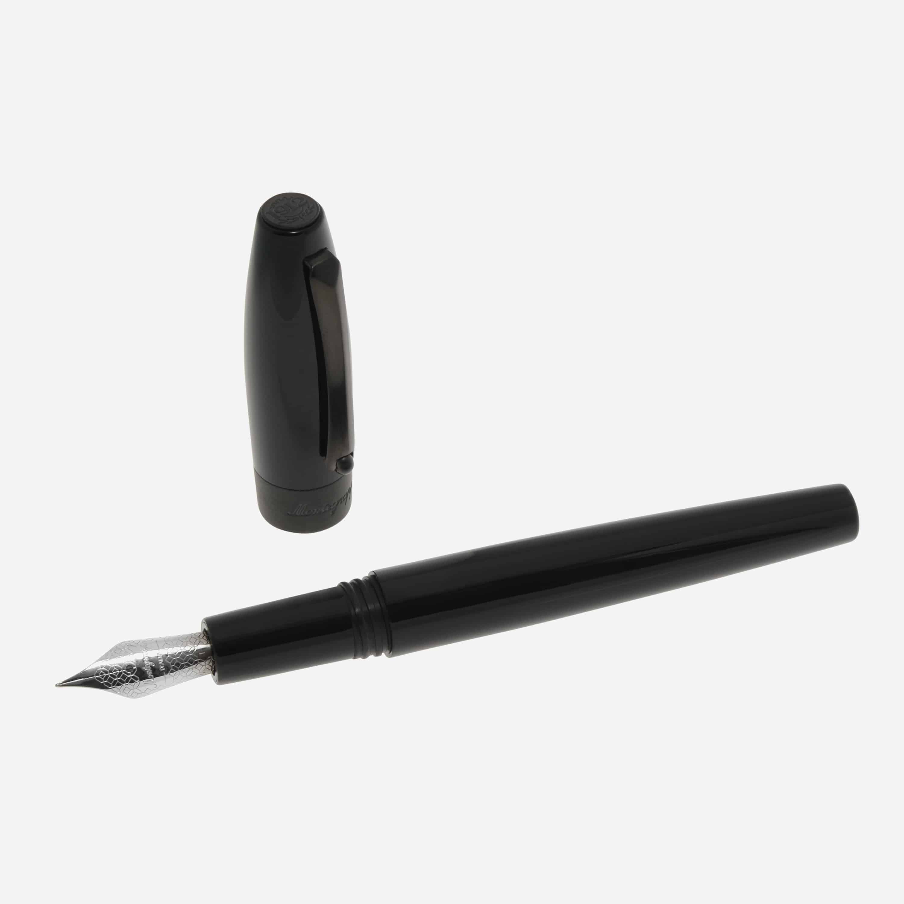 Montegrappa Fortuna Black with Black Trim Fountain Pen (F) - ShopWorn
