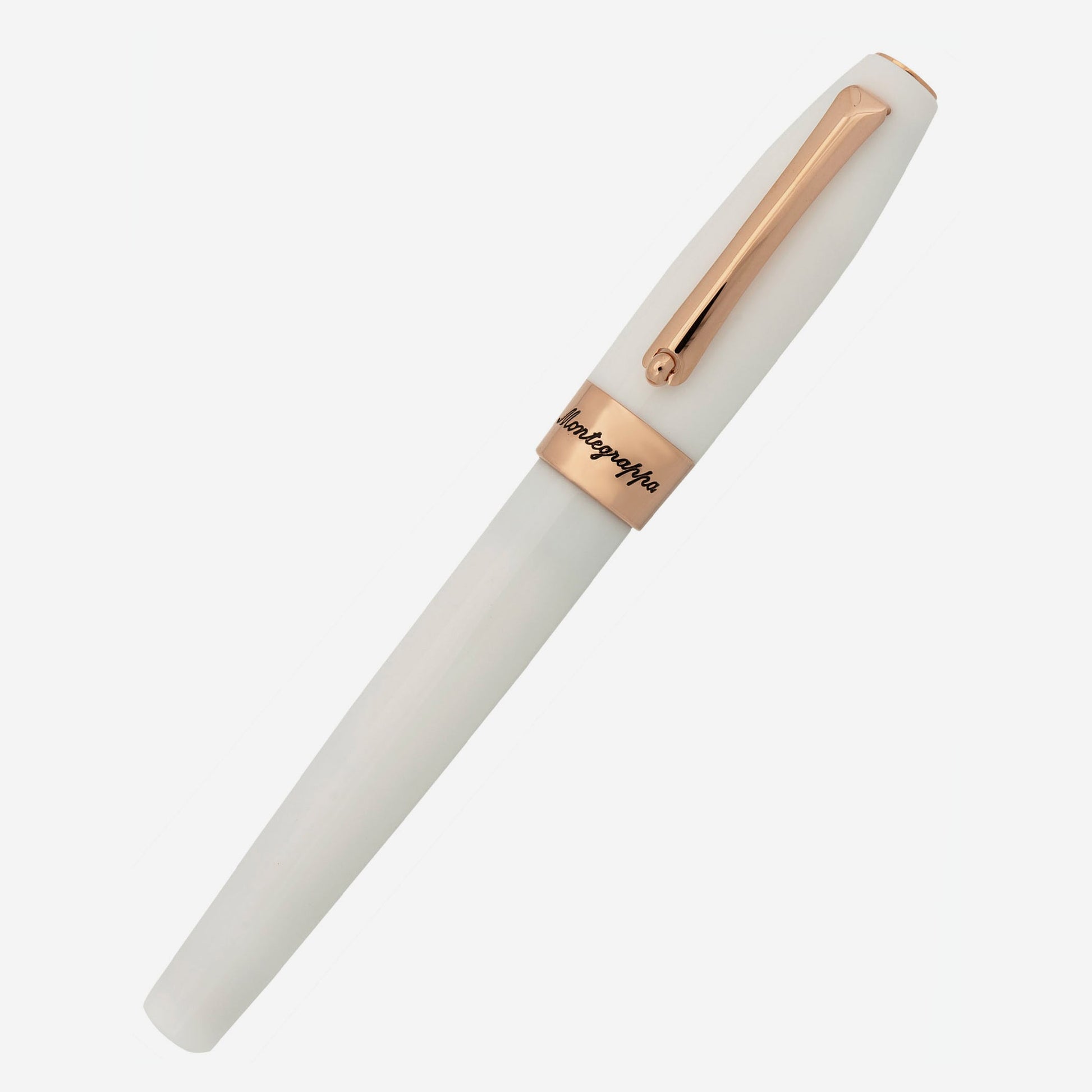 Montegrappa Fortuna White with Rose Trim Rollerball Pen ISFORRRH - ShopWorn