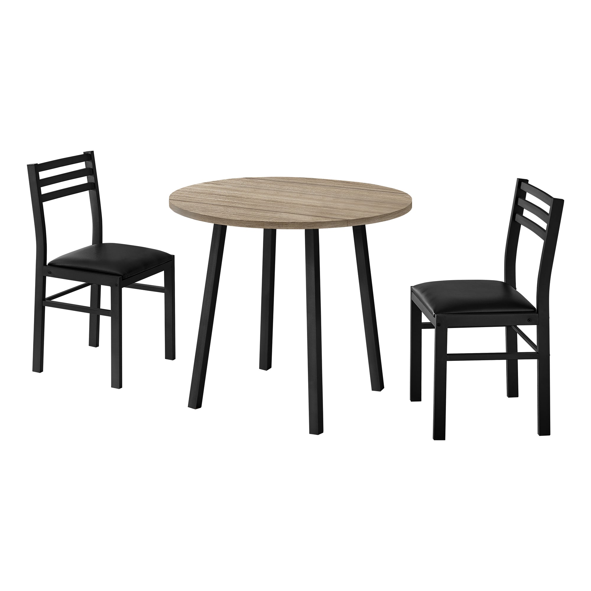 title:Dining Table Set, 3pcs Set, Small, 35" Drop Leaf, Kitchen, Black Metal, Brown Laminate, Contemporary, Modern;color:Dark Taupe