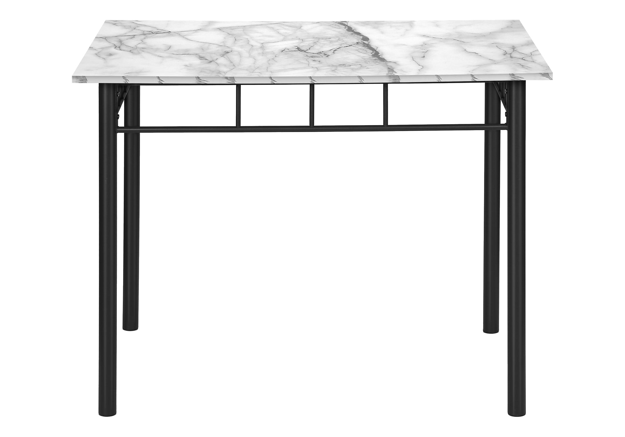 title:Dining Table Set, 5pcs Set, Small, 40" Rectangular, Kitchen, White Marble Look Laminate, Black Metal, Contemporary, Modern;color:White