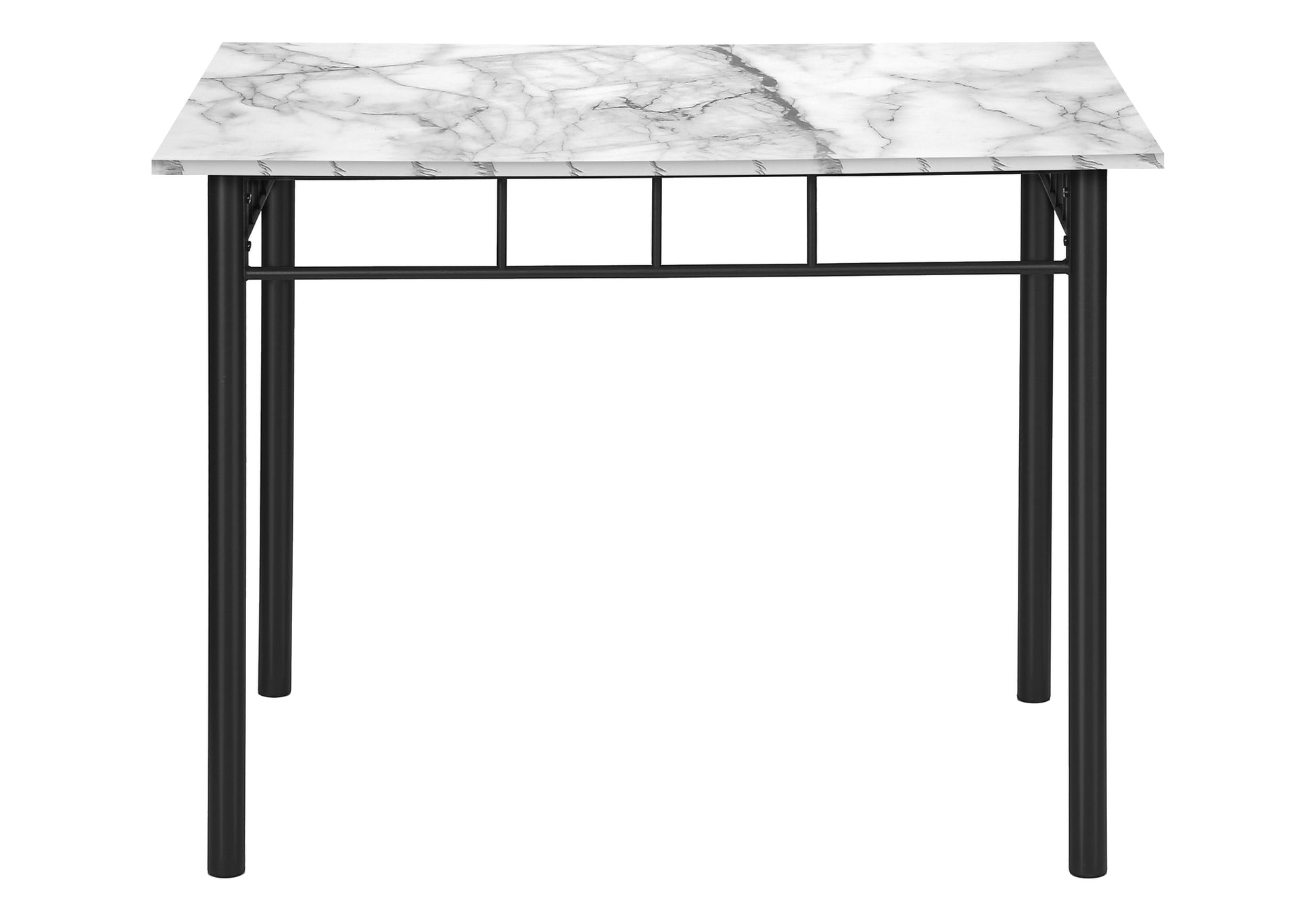 title:Dining Table Set, 5pcs Set, Small, 40" Rectangular, Kitchen, White Marble Look Laminate, Black Metal, Contemporary, Modern;color:White