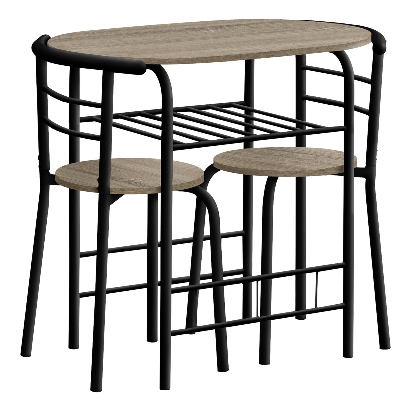 title:Dining Table Set, 3pcs Set, Small, 32" L, Kitchen, Brown Laminate, Black Metal, Contemporary, Modern;color:Dark Taupe