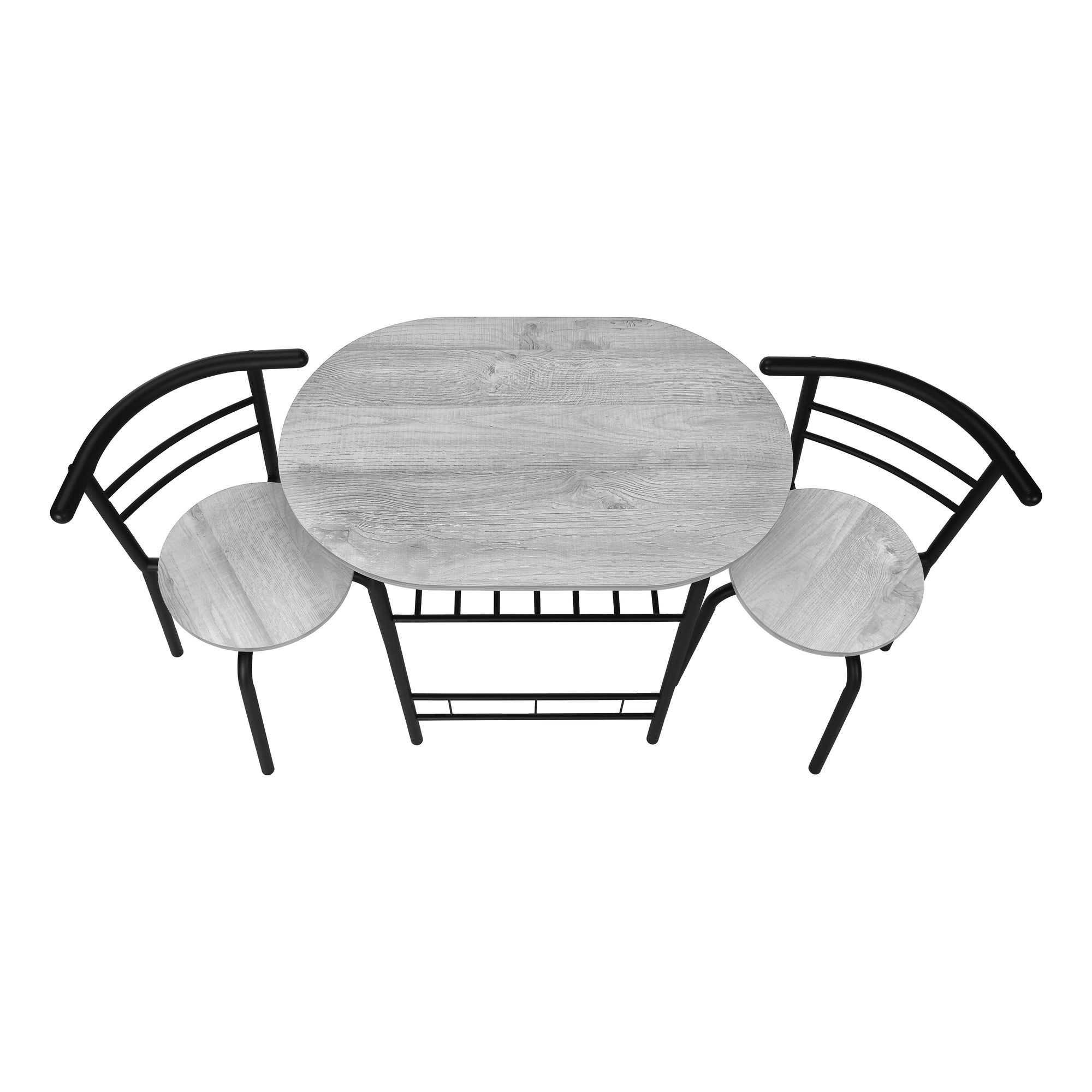 title:Dining Table Set, 3pcs Set, Small, 32" L, Kitchen, Grey Laminate, Black Metal, Contemporary, Modern;color:Grey