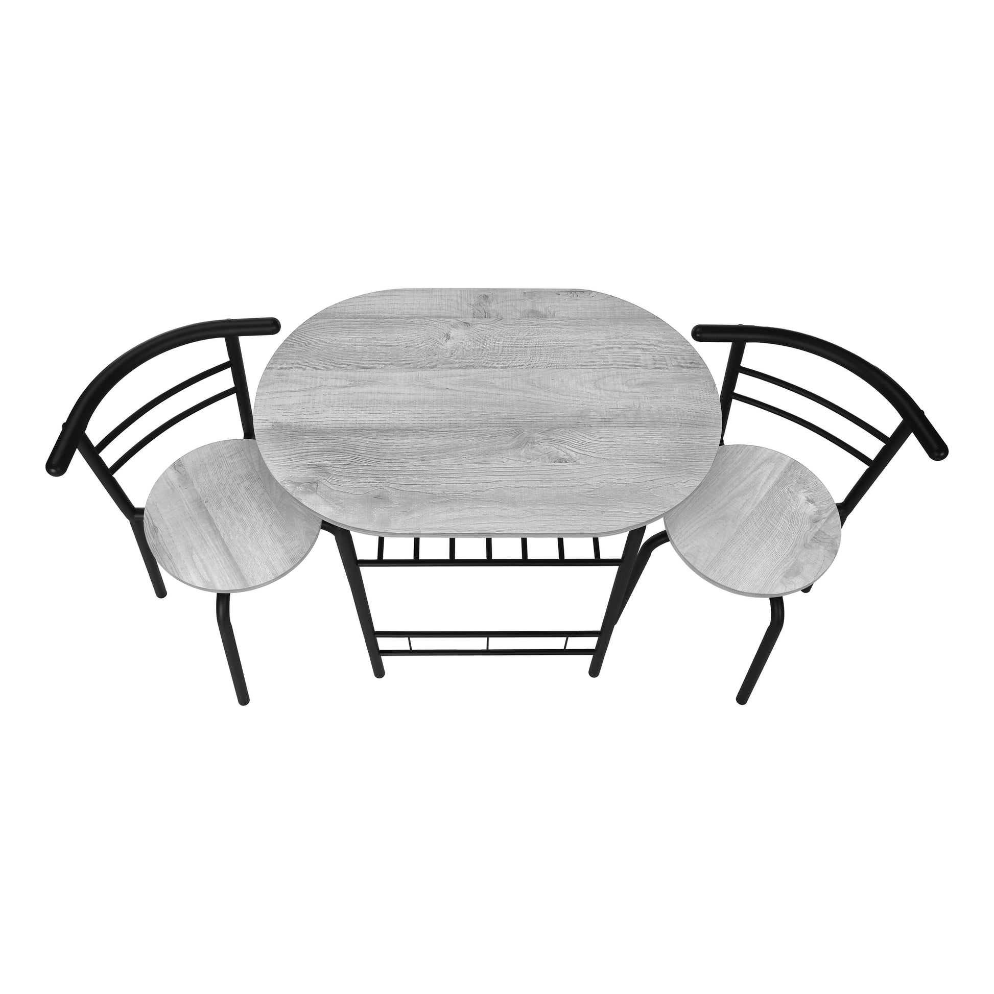 title:Dining Table Set, 3pcs Set, Small, 32" L, Kitchen, Grey Laminate, Black Metal, Contemporary, Modern;color:Grey