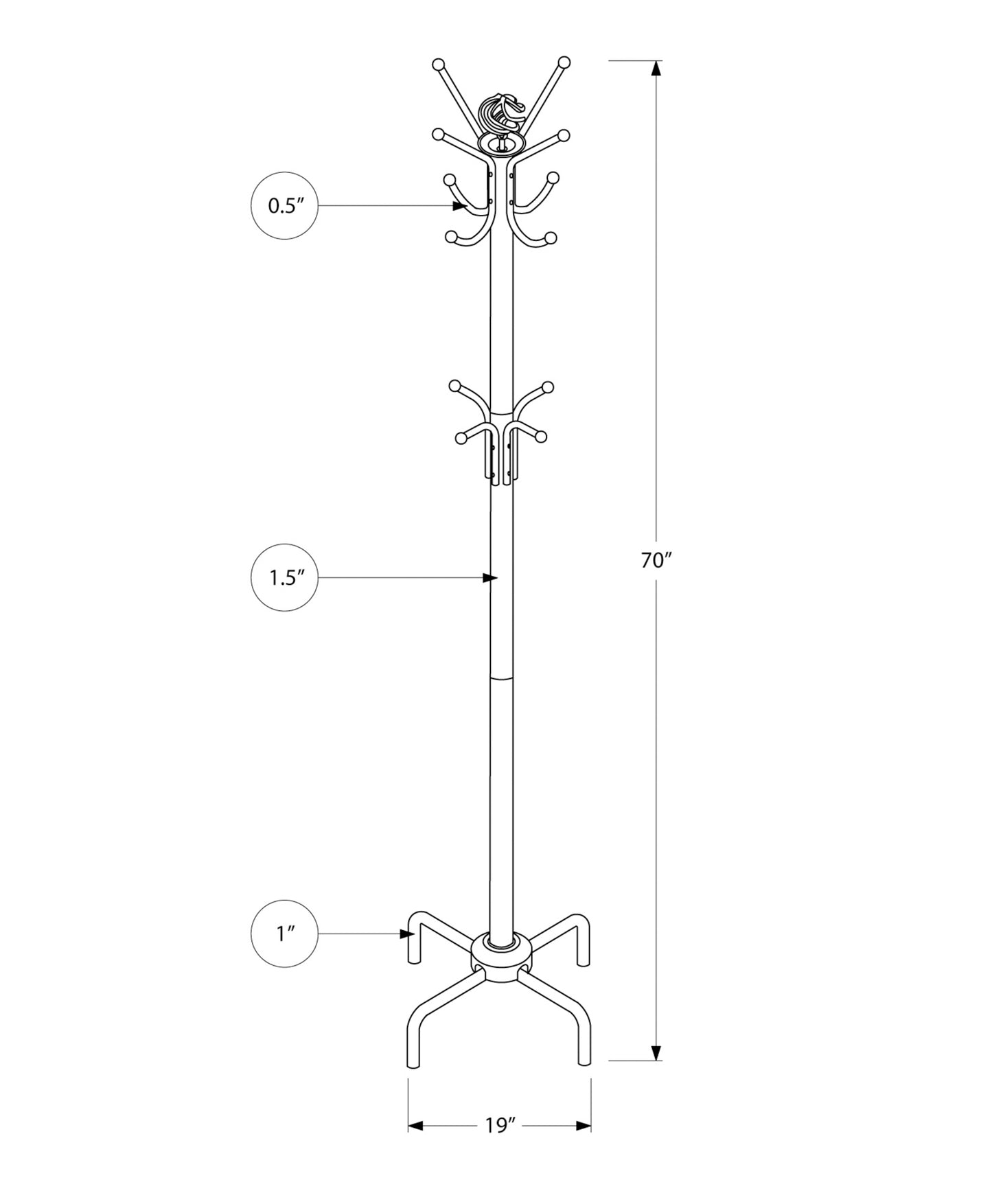 title:Coat Rack, Hall Tree, Free Standing, 12 Hooks, Entryway, 70"h, Bedroom, Red Metal, Contemporary, Modern;color:Red