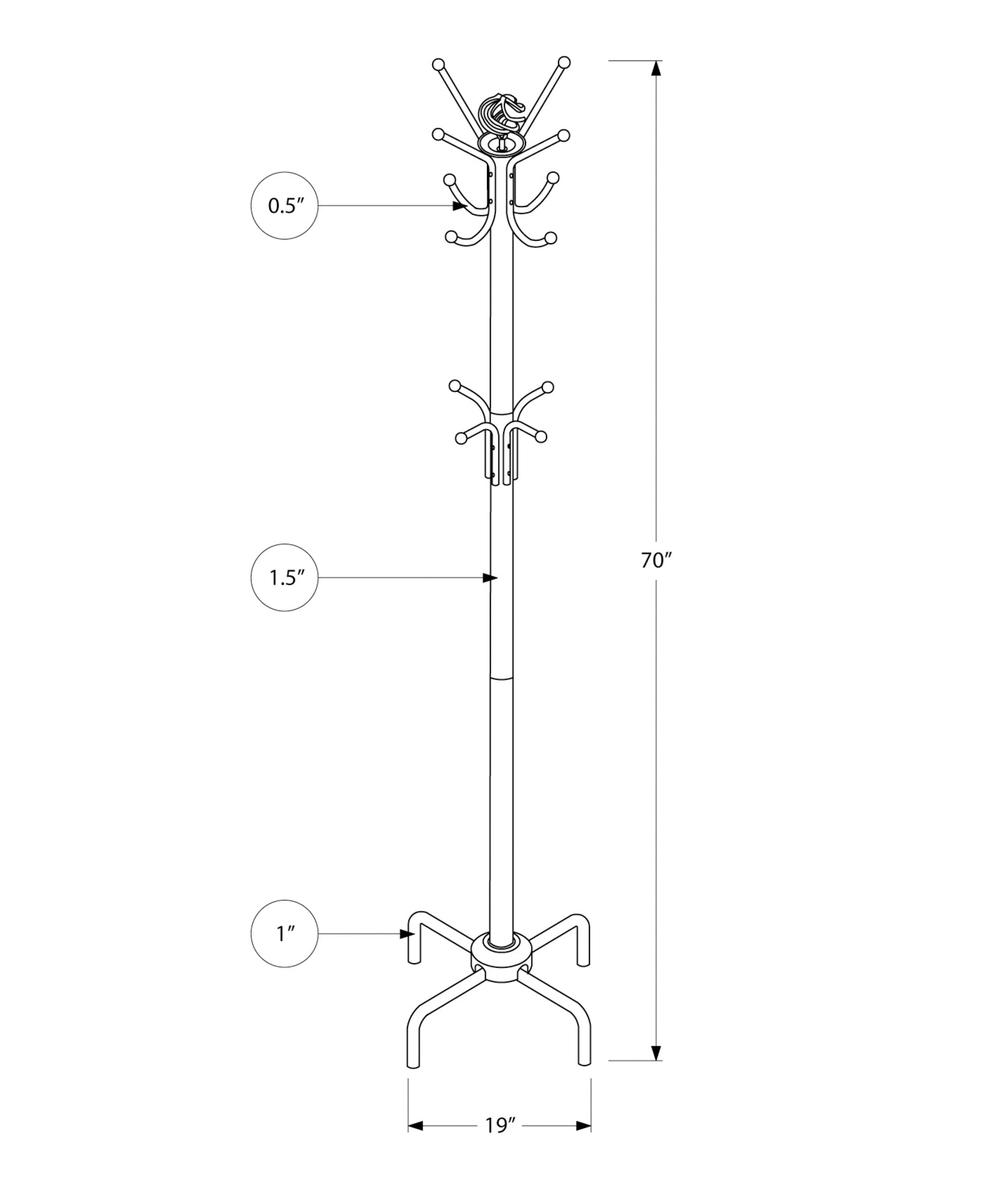 title:Coat Rack, Hall Tree, Free Standing, 12 Hooks, Entryway, 70"h, Bedroom, Red Metal, Contemporary, Modern;color:Red