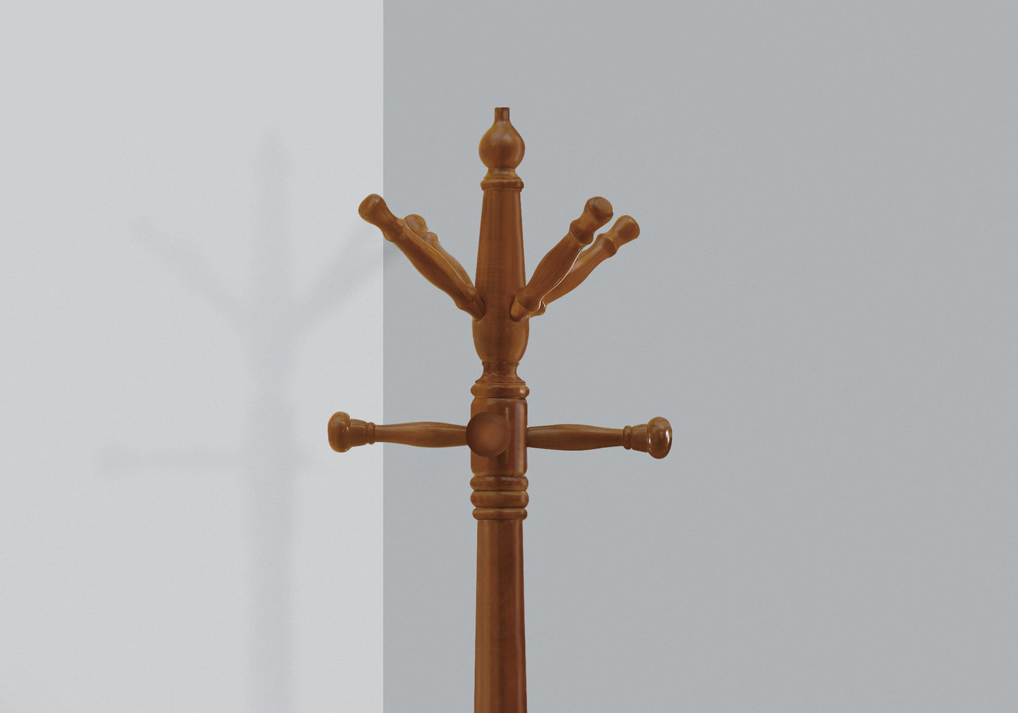 title:Coat Rack, Hall Tree, Free Standing, 11 Hooks, Entryway, 73"h, Bedroom, Brown Wood, Transitional;color:Oak